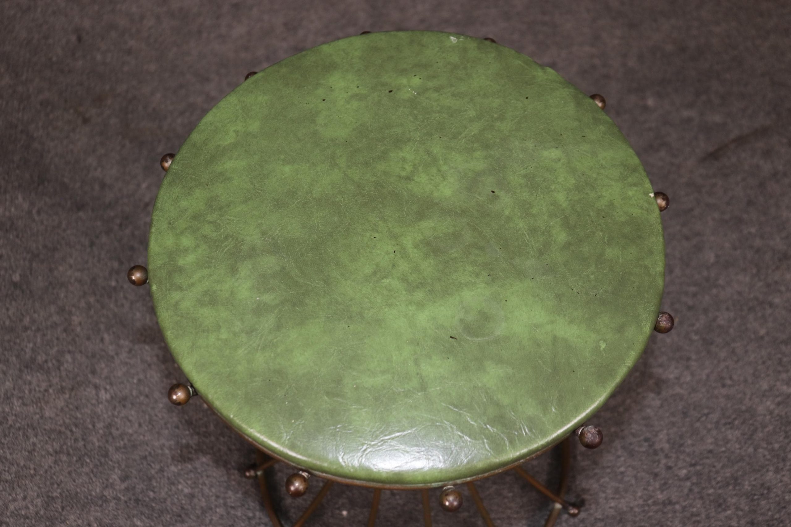 Vintage Hollywood Regency Brass Stool: Mid-Century Modern Footstool - Image 5