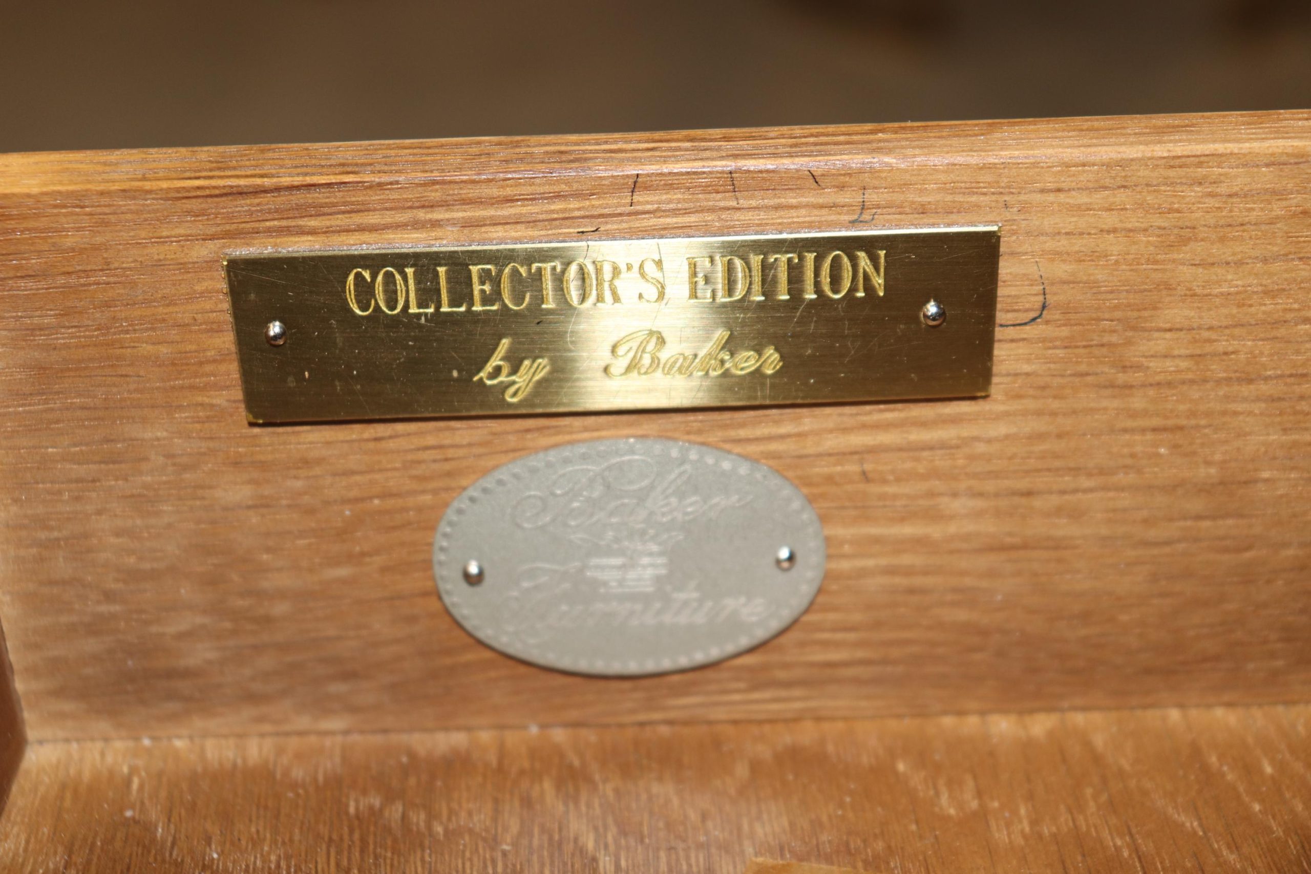 Vintage Baker Furniture Campaign Style Leather Top Desk - Image 7