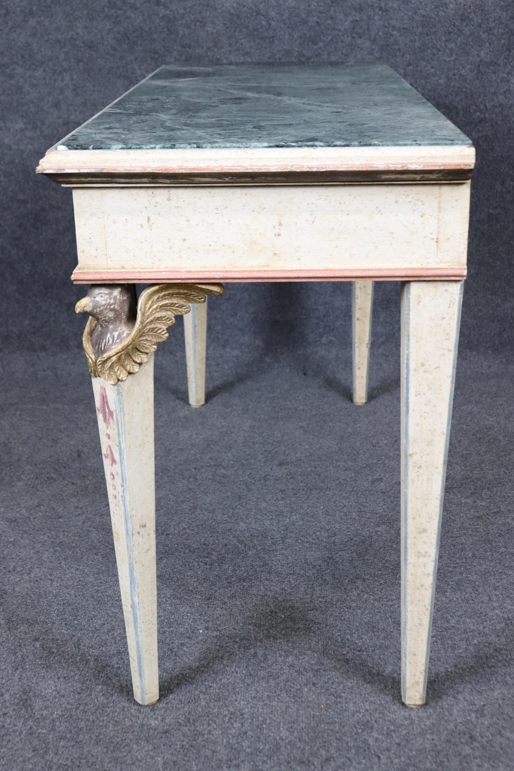 Vintage Italian Venetian Marble Top Console Table: Paint Decorated Accent Table - Image 3