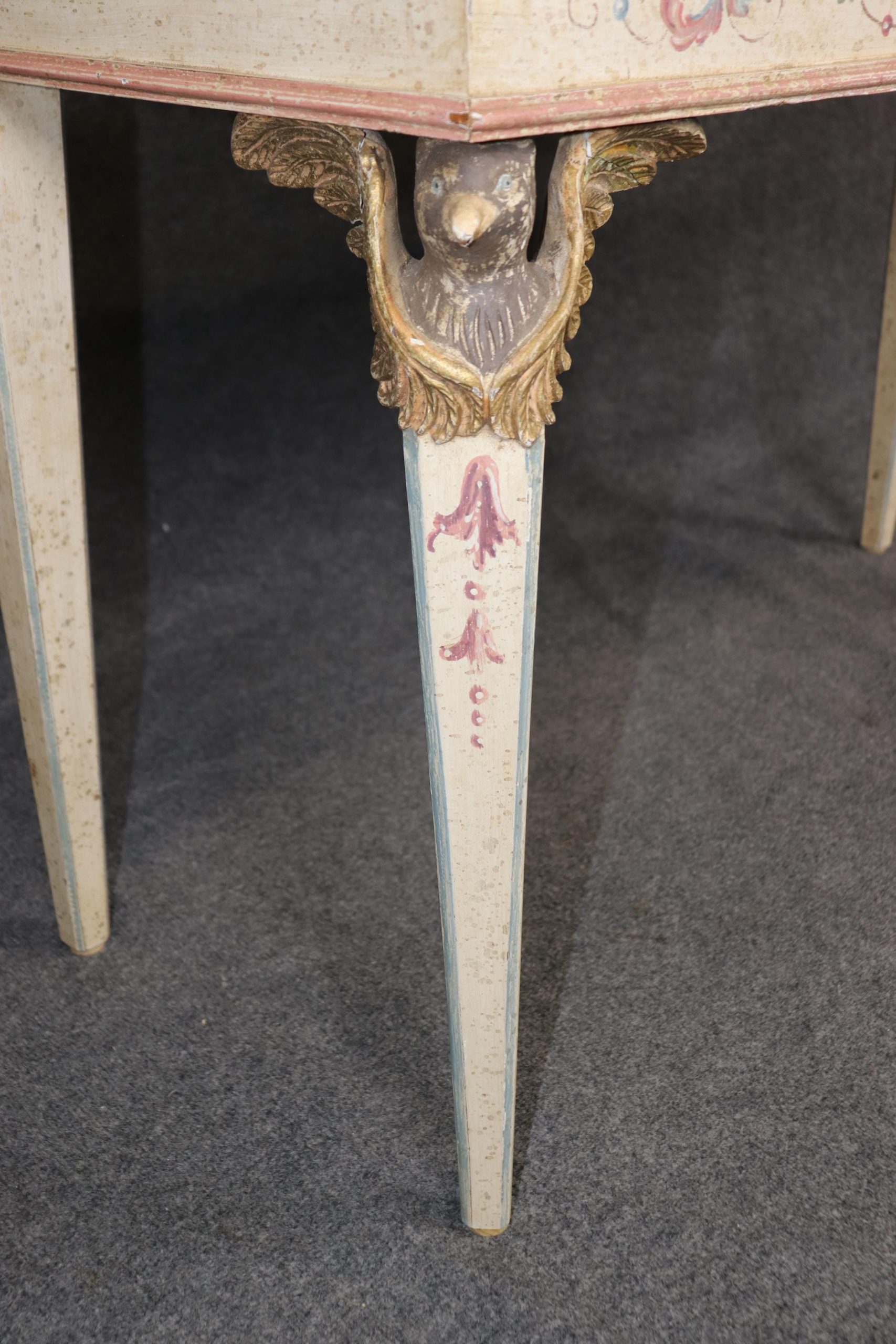 Vintage Italian Venetian Marble Top Console Table: Paint Decorated Accent Table - Image 5