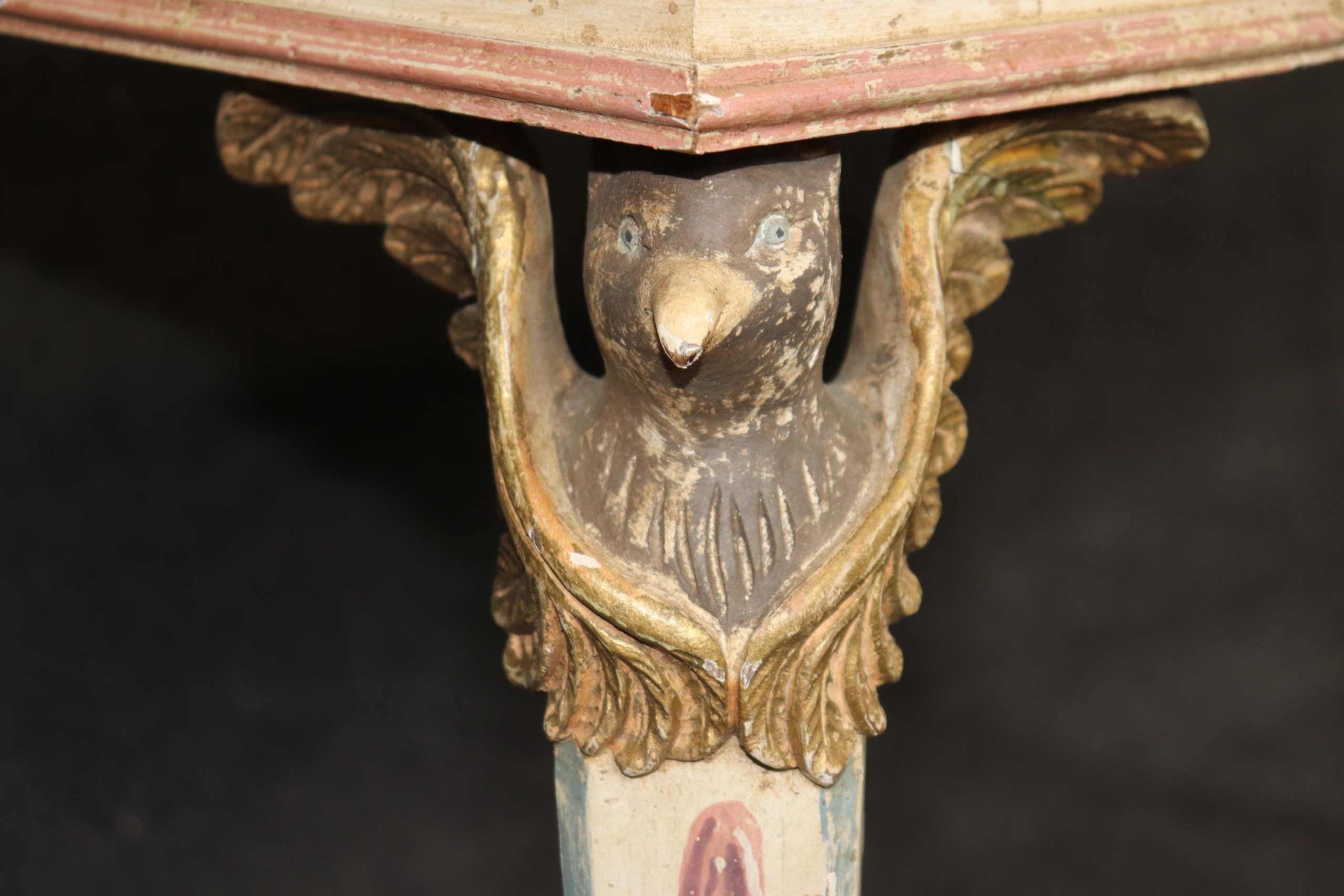 Vintage Italian Venetian Marble Top Console Table: Paint Decorated Accent Table - Image 7