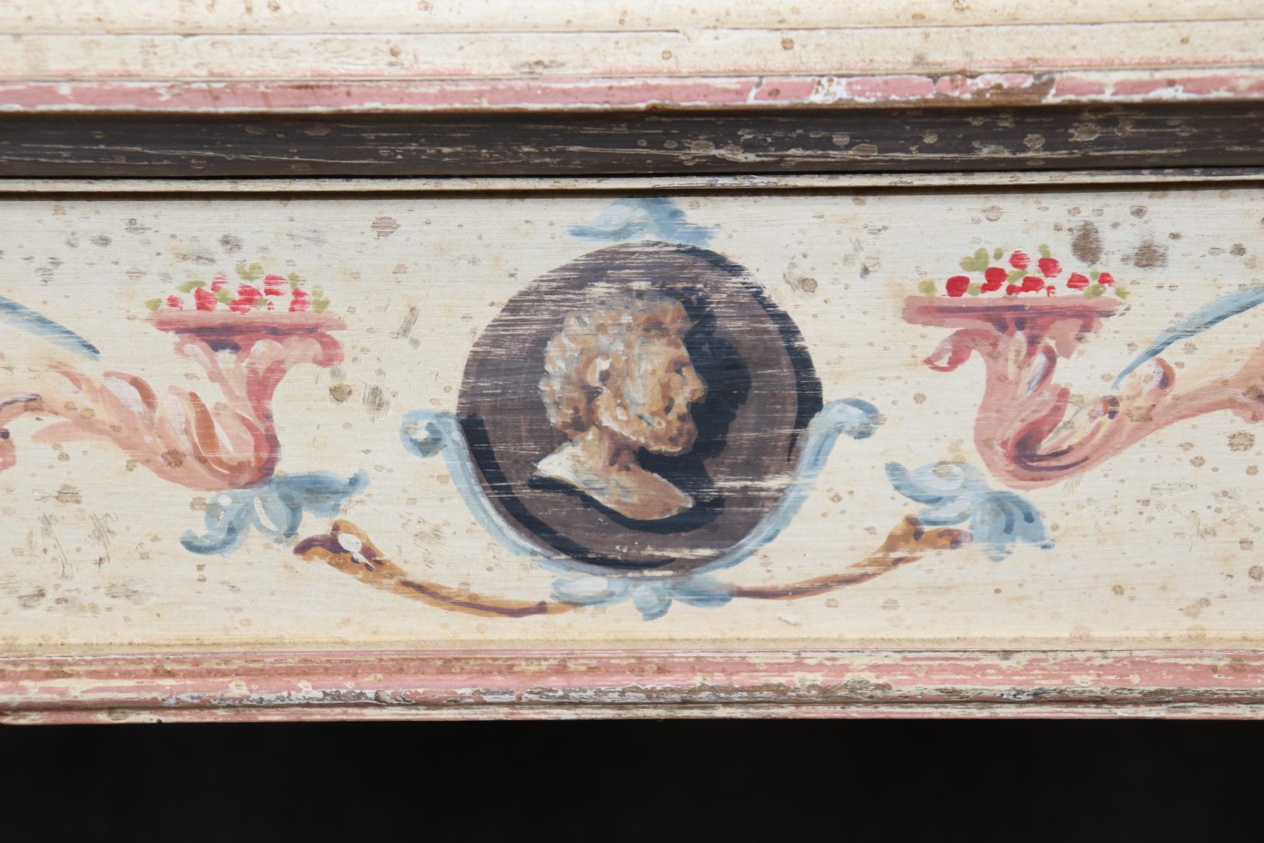 Vintage Italian Venetian Marble Top Console Table: Paint Decorated Accent Table - Image 8