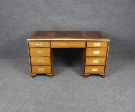 Vintage Baker Furniture Campaign Style Leather Top Desk