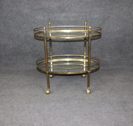 Vintage Brass Two Tier Bar Cart: Directoire Style MCM Tea Cart