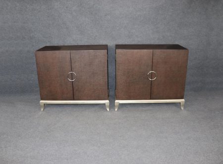 Pair Vintage Canvas Wrapped Commodes: Post Modern Cabinets