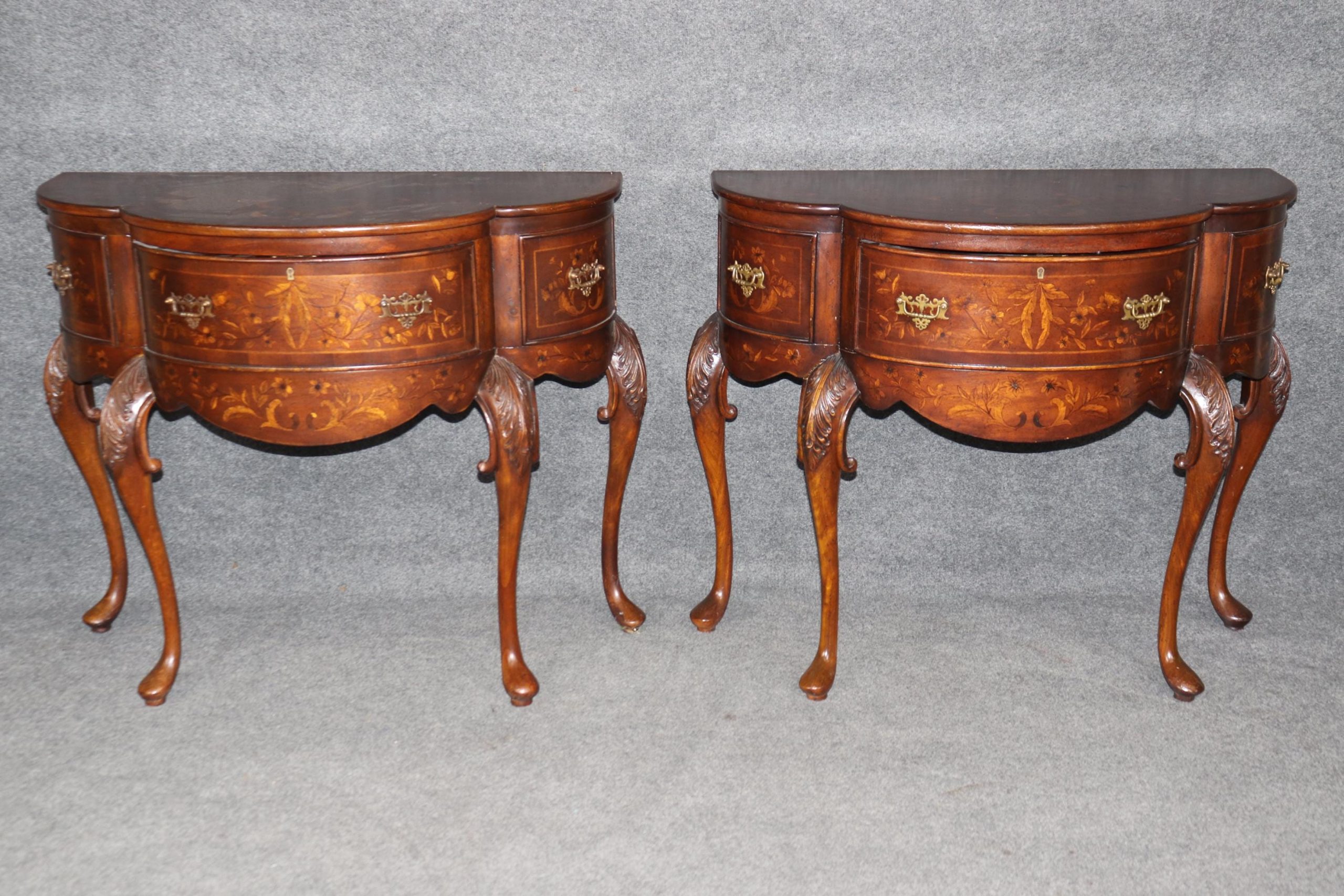 Vintage Inlaid Edwardian Style Console Tables by John Richard: Pair Accent Tables - Image 2