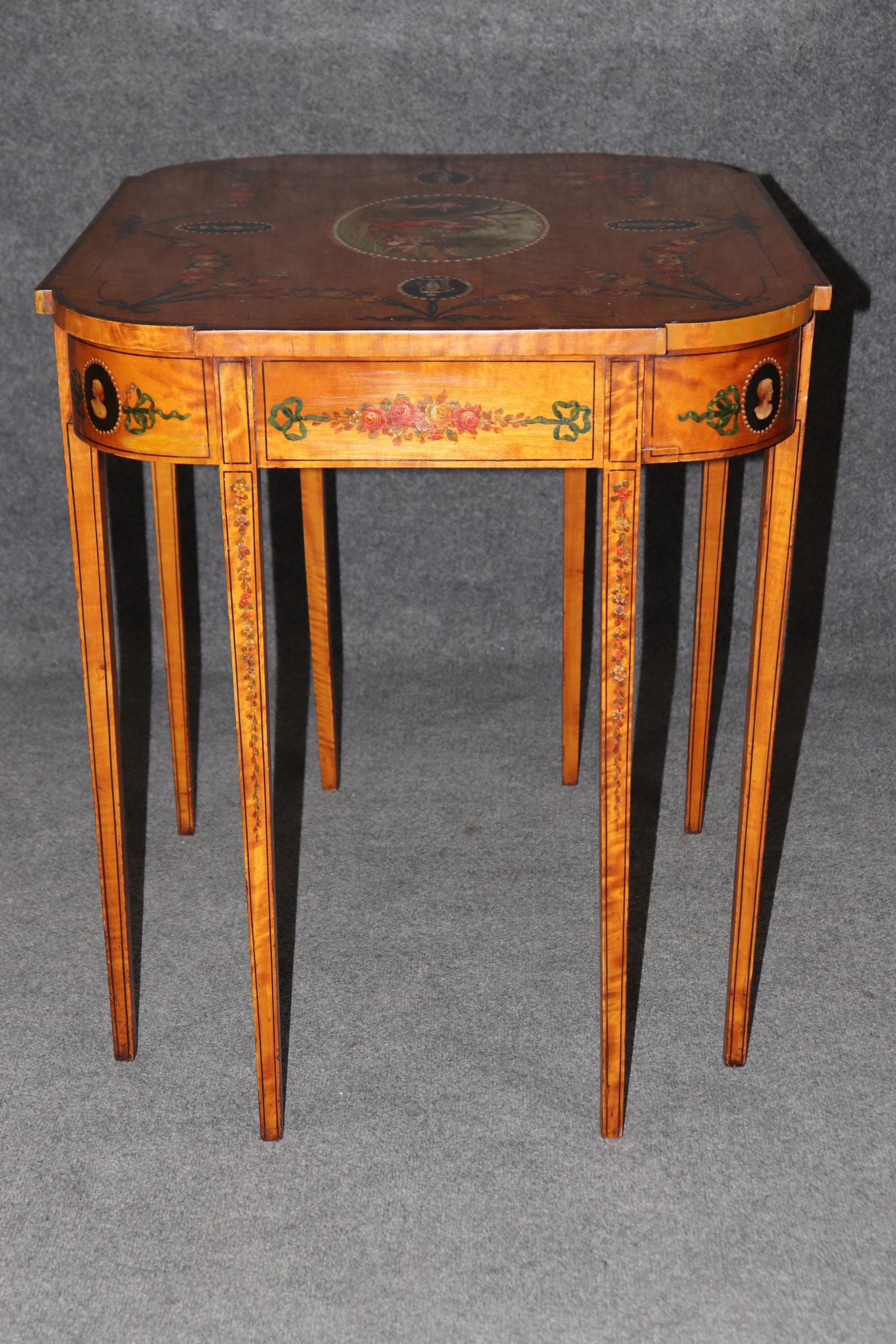 Antique 19th Century English Adams Style Painted Accent Table - Image 3