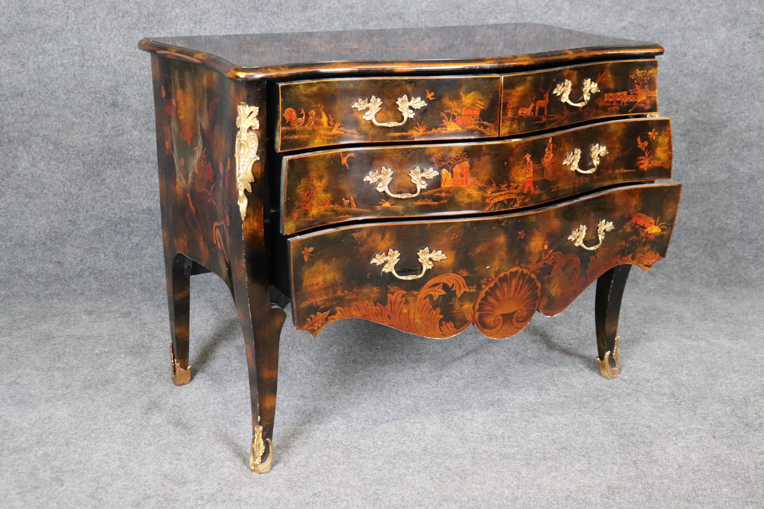 Vintage Maitland Smith Chinoiserie Commodes: Louis XV Style Pair - Image 5