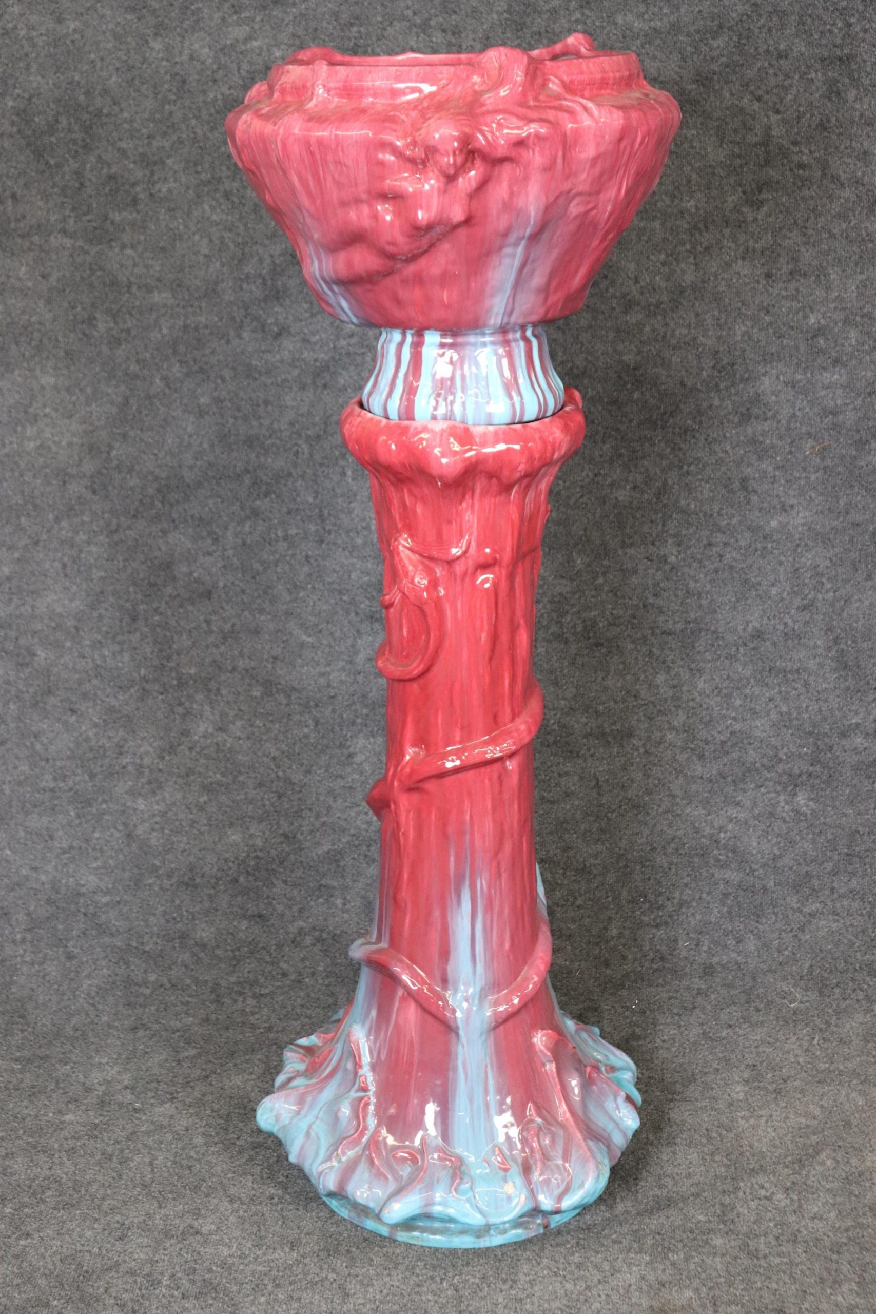 Antique 19th Century Monumental Pair of Majolica Planters, Jardiniere - Image 5