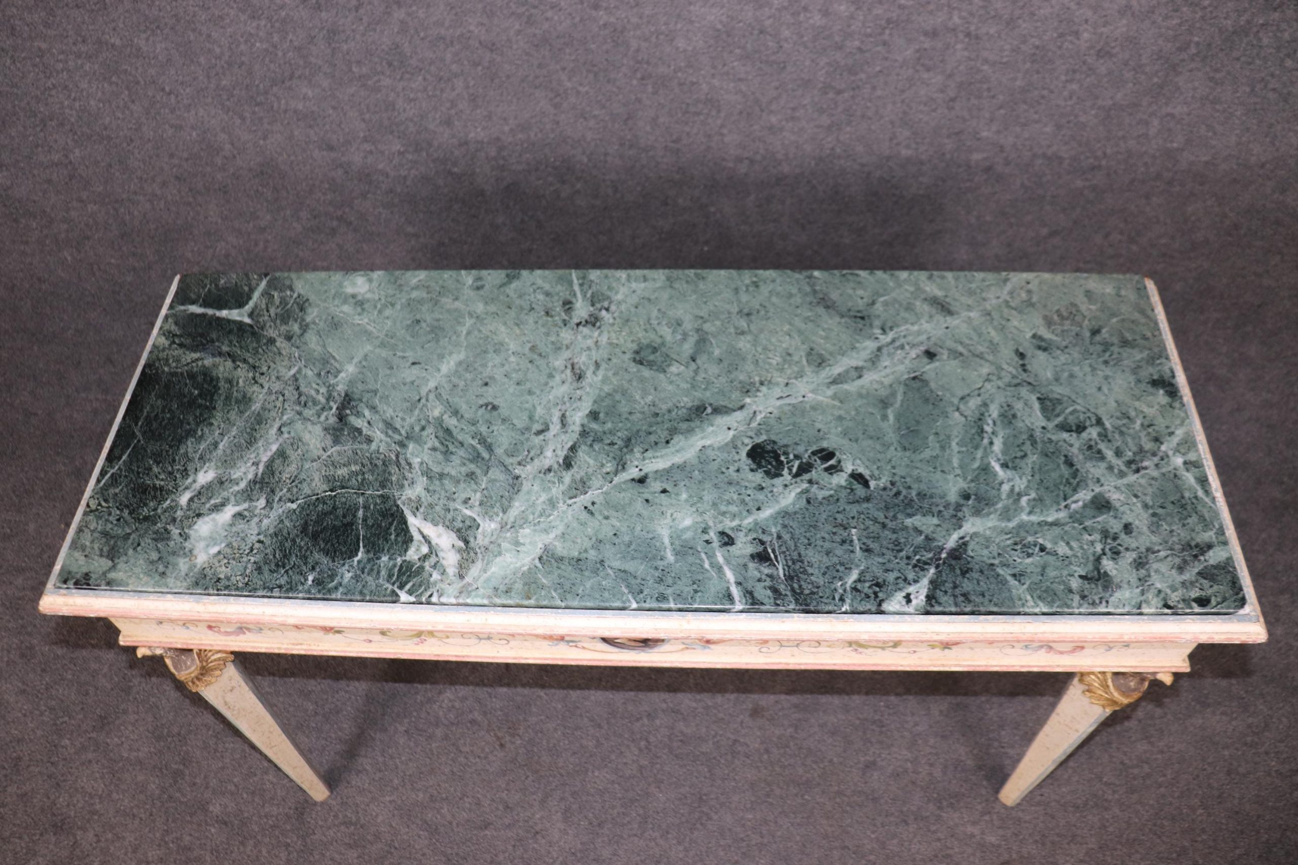 Vintage Italian Venetian Marble Top Console Table: Paint Decorated Accent Table - Image 4