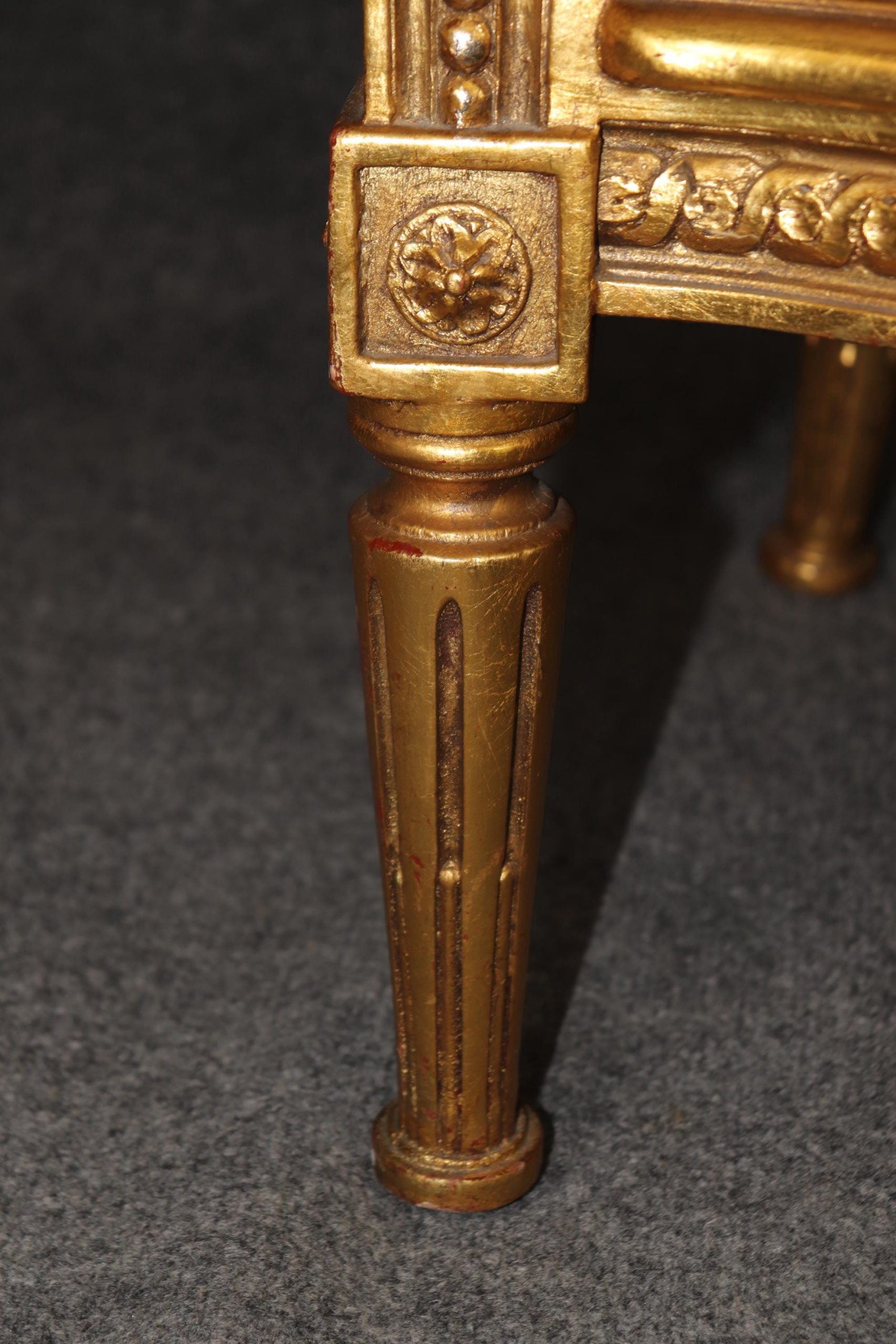 Vintage French Louis XVI Style Gold Gilt Cane Back Armchairs - Pair - Image 6