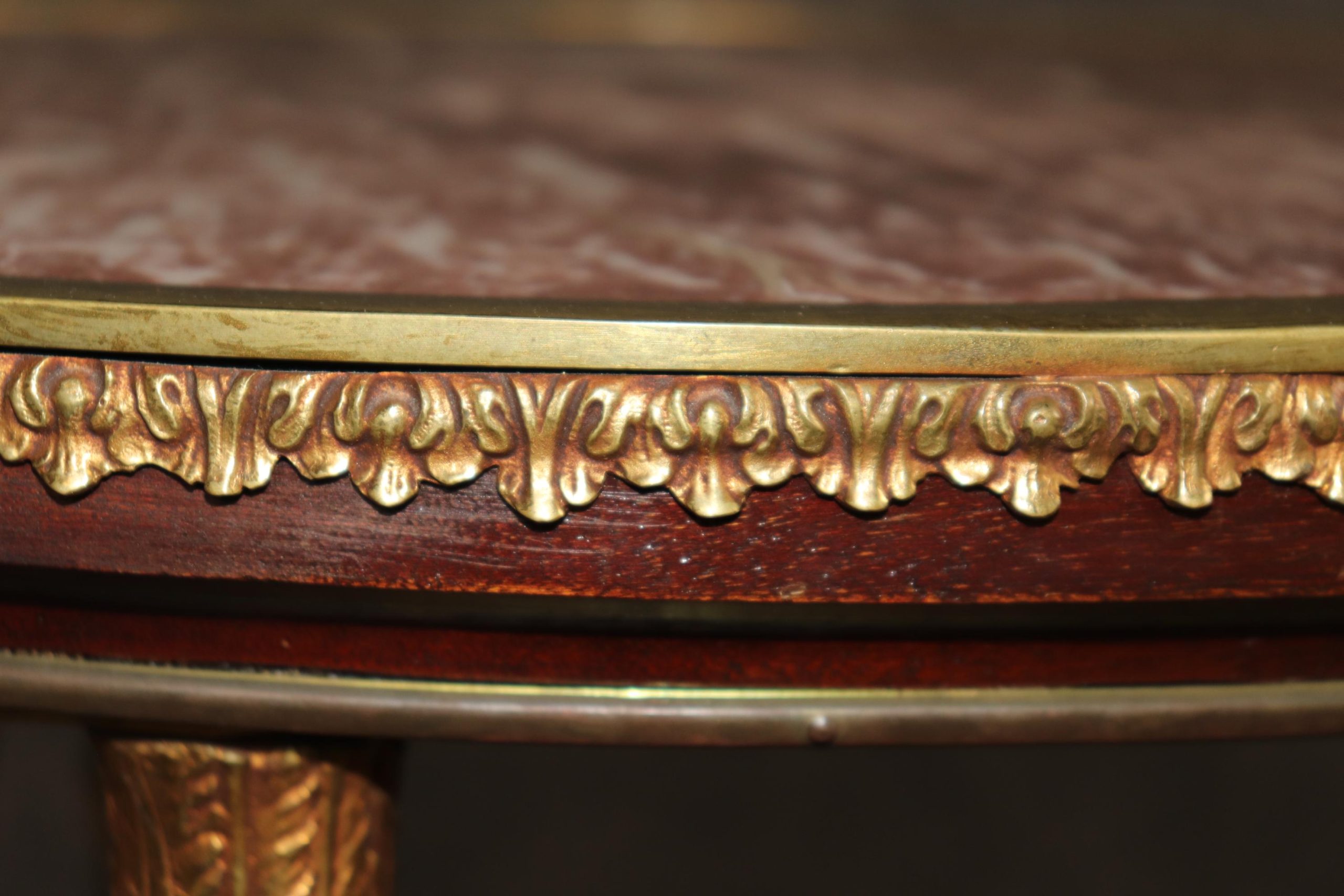 Louis XV Style Marble Top End Table: Brass Mounted Accent Table - Image 8