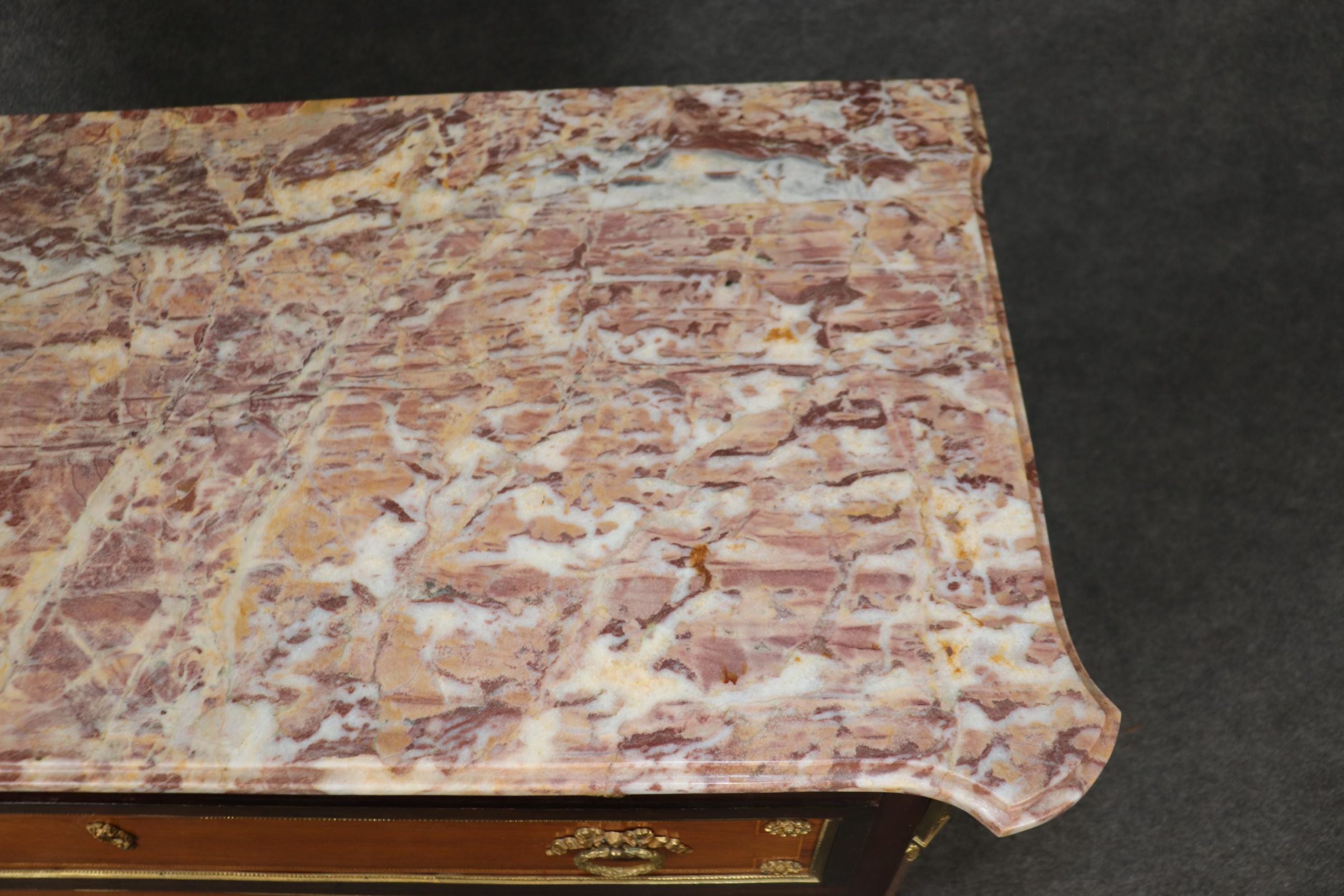 Louis XV Style Marble Top Commode: Vintage Brass Mounted Chest - Image 10