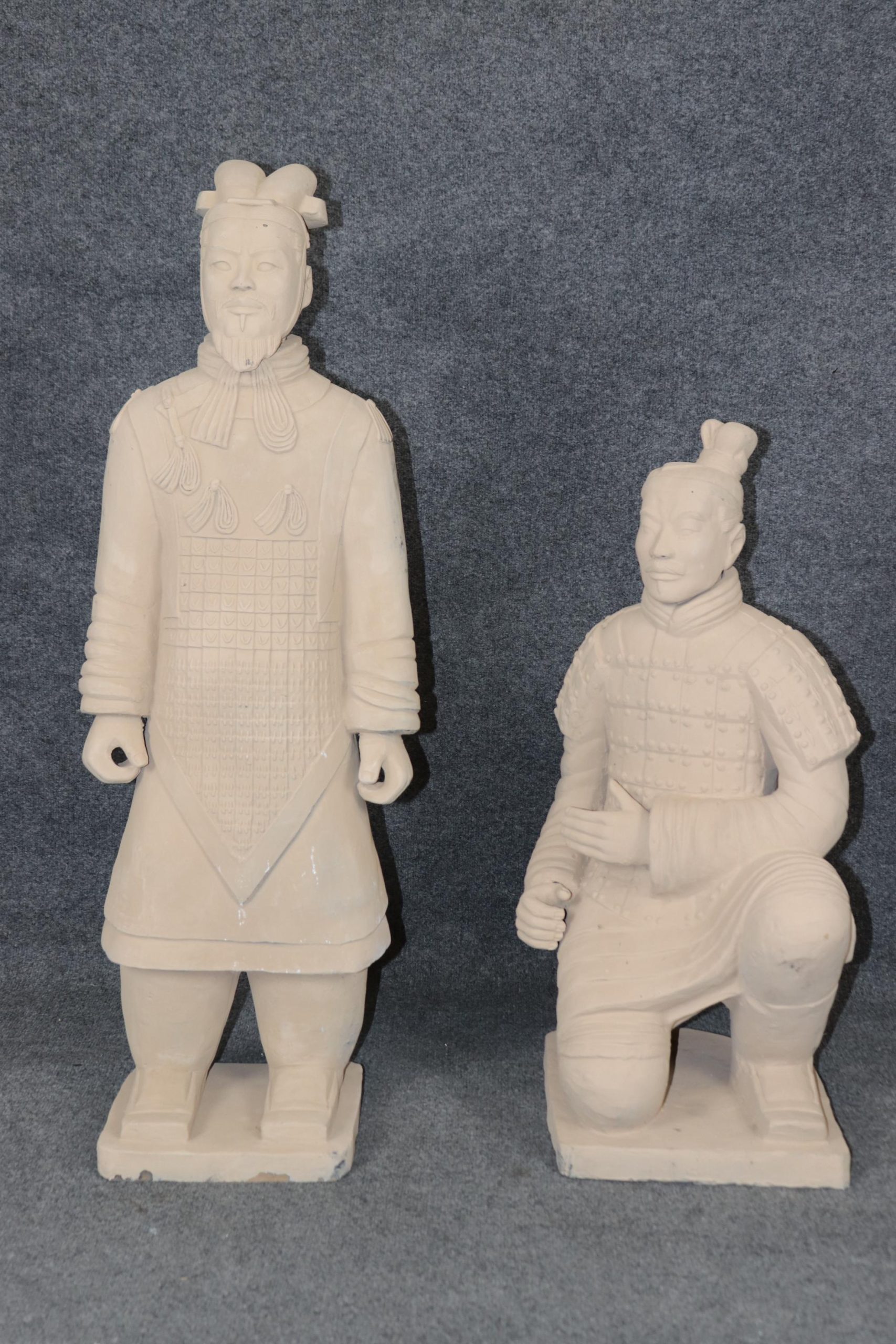 Pair of Terra Cotta Chinese Soldier Sculptures circa 1950s, Statues - Image 2