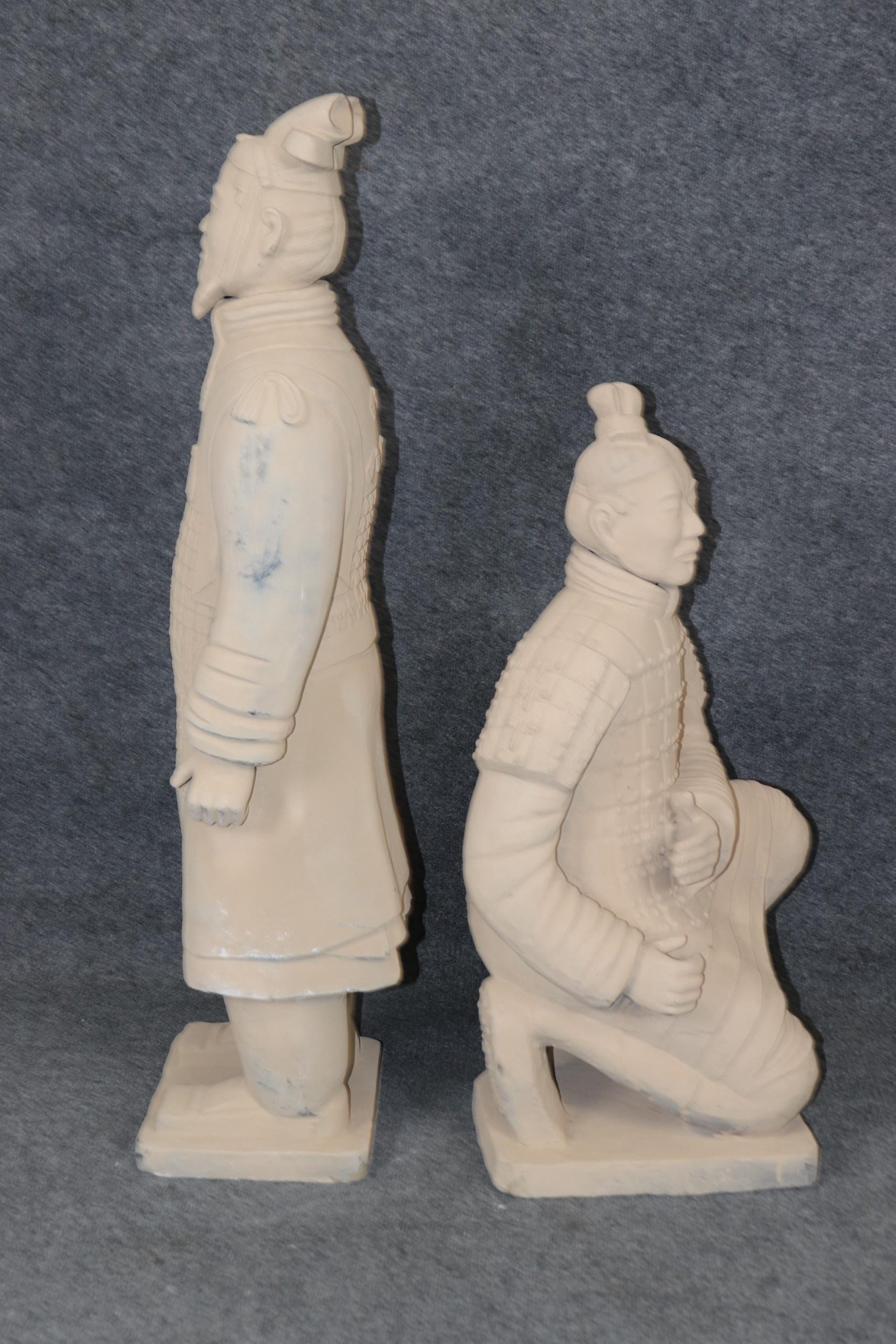 Pair of Terra Cotta Chinese Soldier Sculptures circa 1950s, Statues - Image 5
