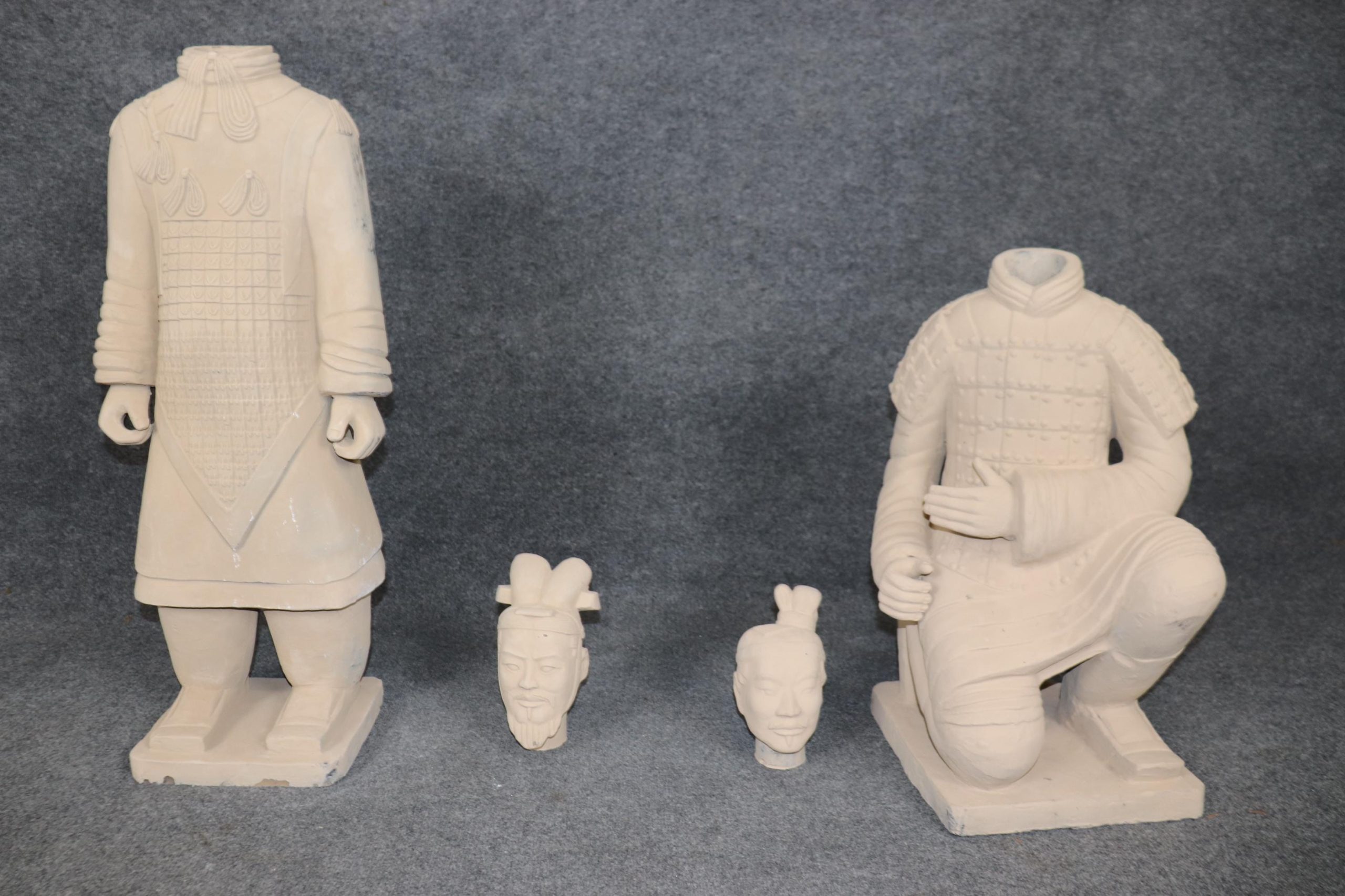 Pair of Terra Cotta Chinese Soldier Sculptures circa 1950s, Statues - Image 10