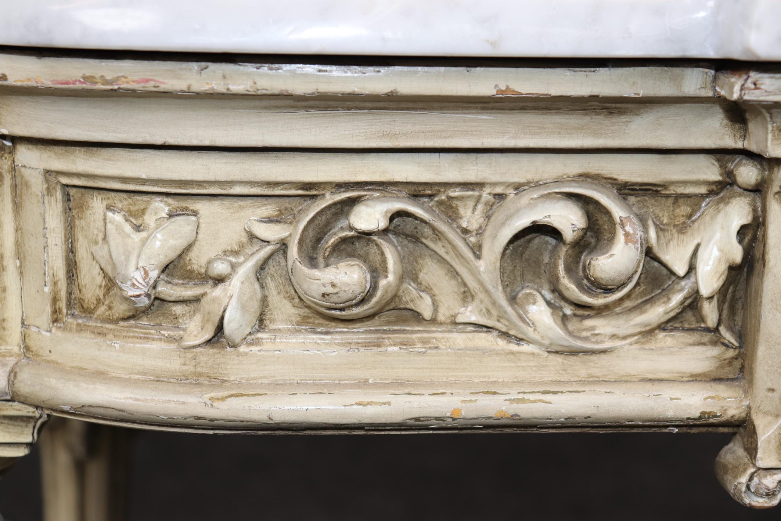 Antique Napoleonic Creme Marble Top Center Table with Porcelain Plaques - Image 10