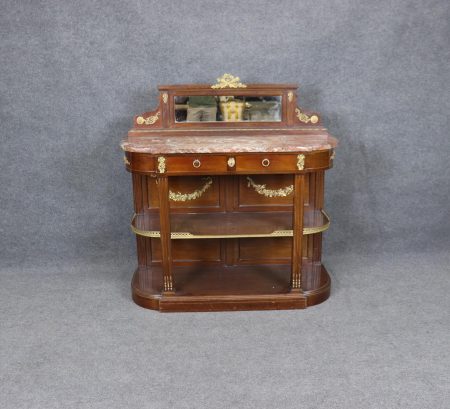 Antique French Louis XVI Style Marble Top Server with Bronze Ormolu