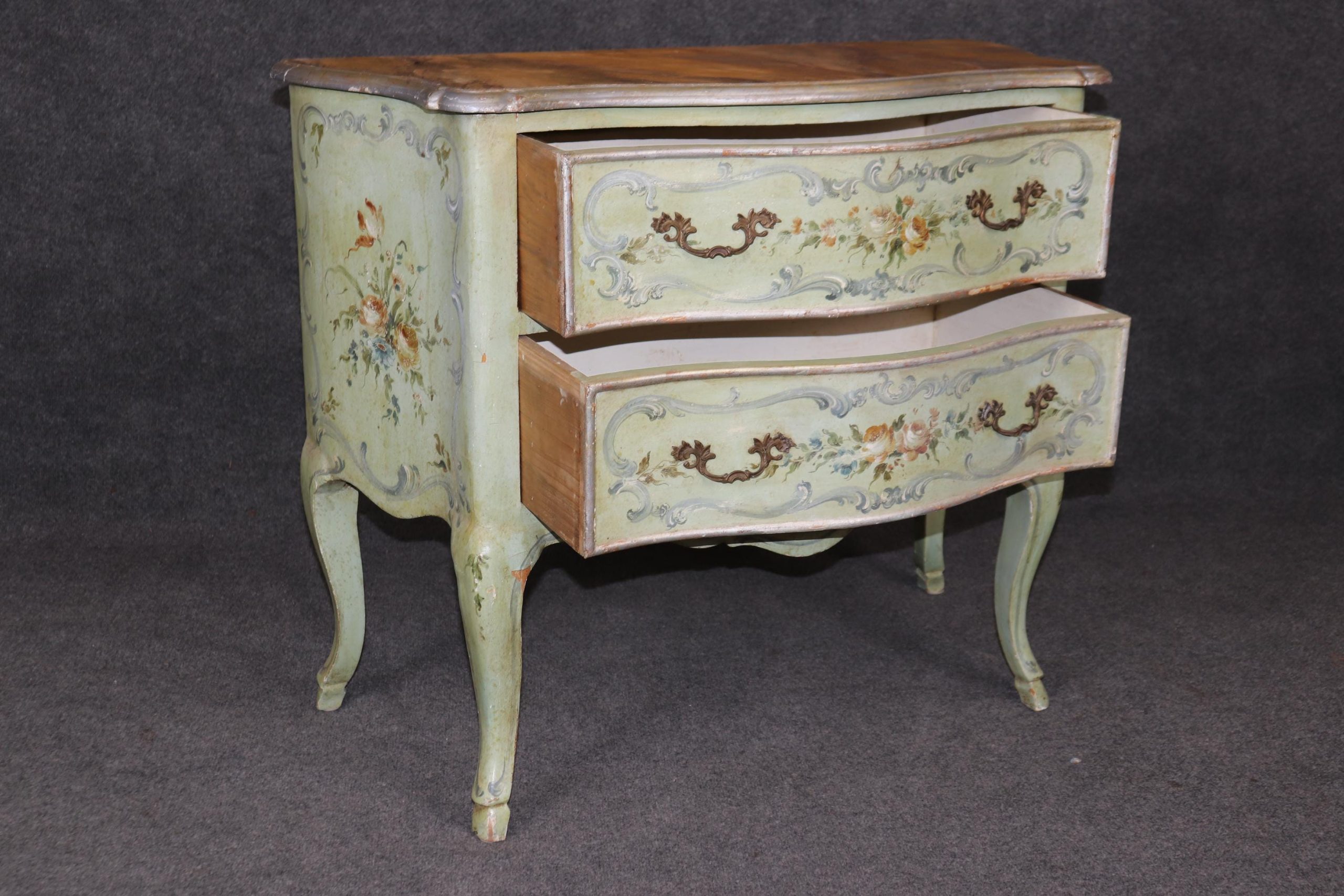 Antique Italian Venetian Commode: Paint Decorated Faux Marble Top Chest - Image 5