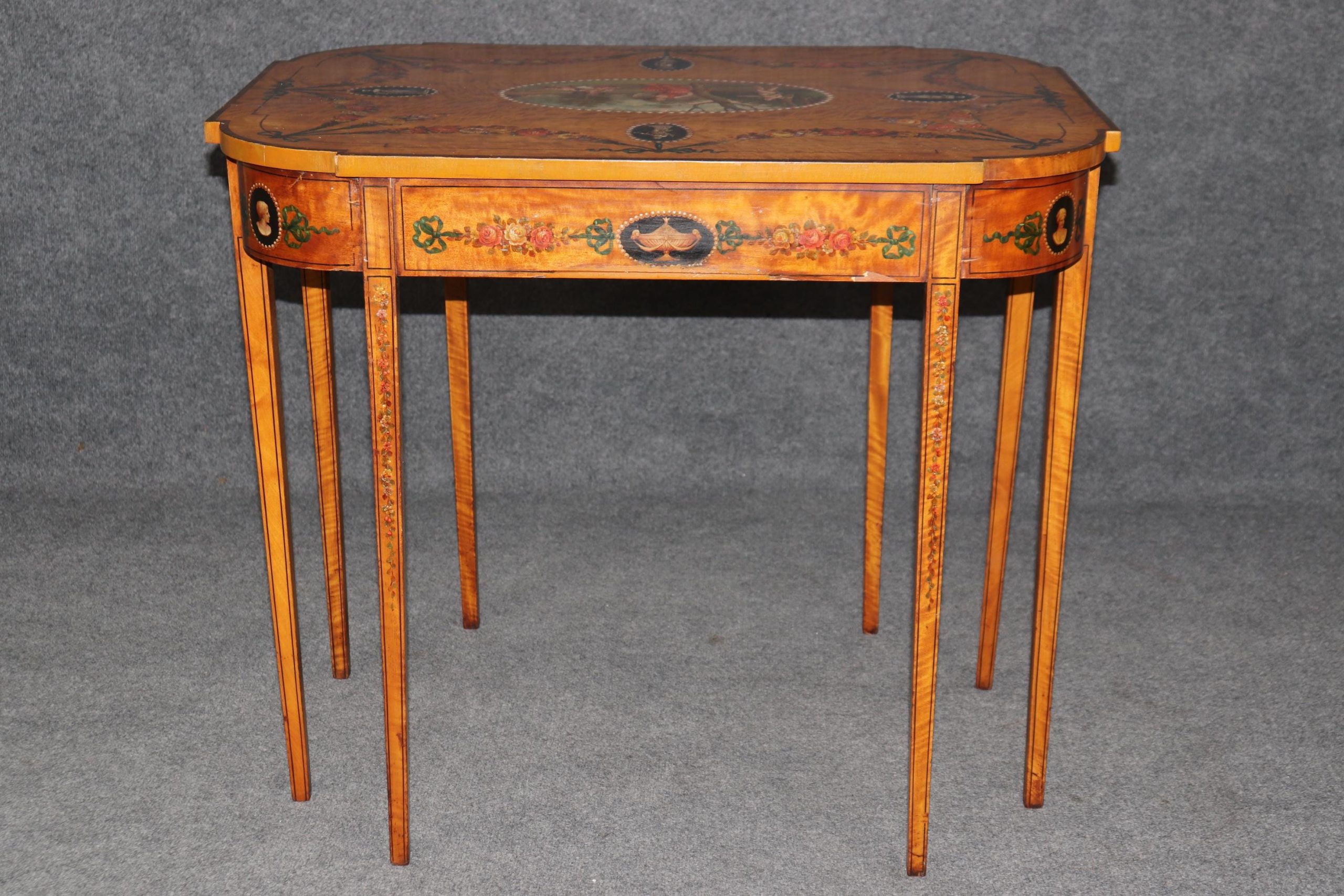 Antique 19th Century English Adams Style Painted Accent Table - Image 4