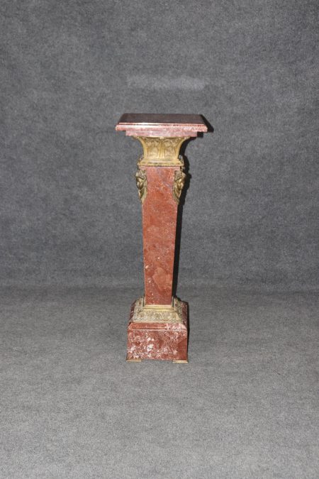 Vintage Louis XV Rouge Marble Pedestal Table with Bronze Mounts