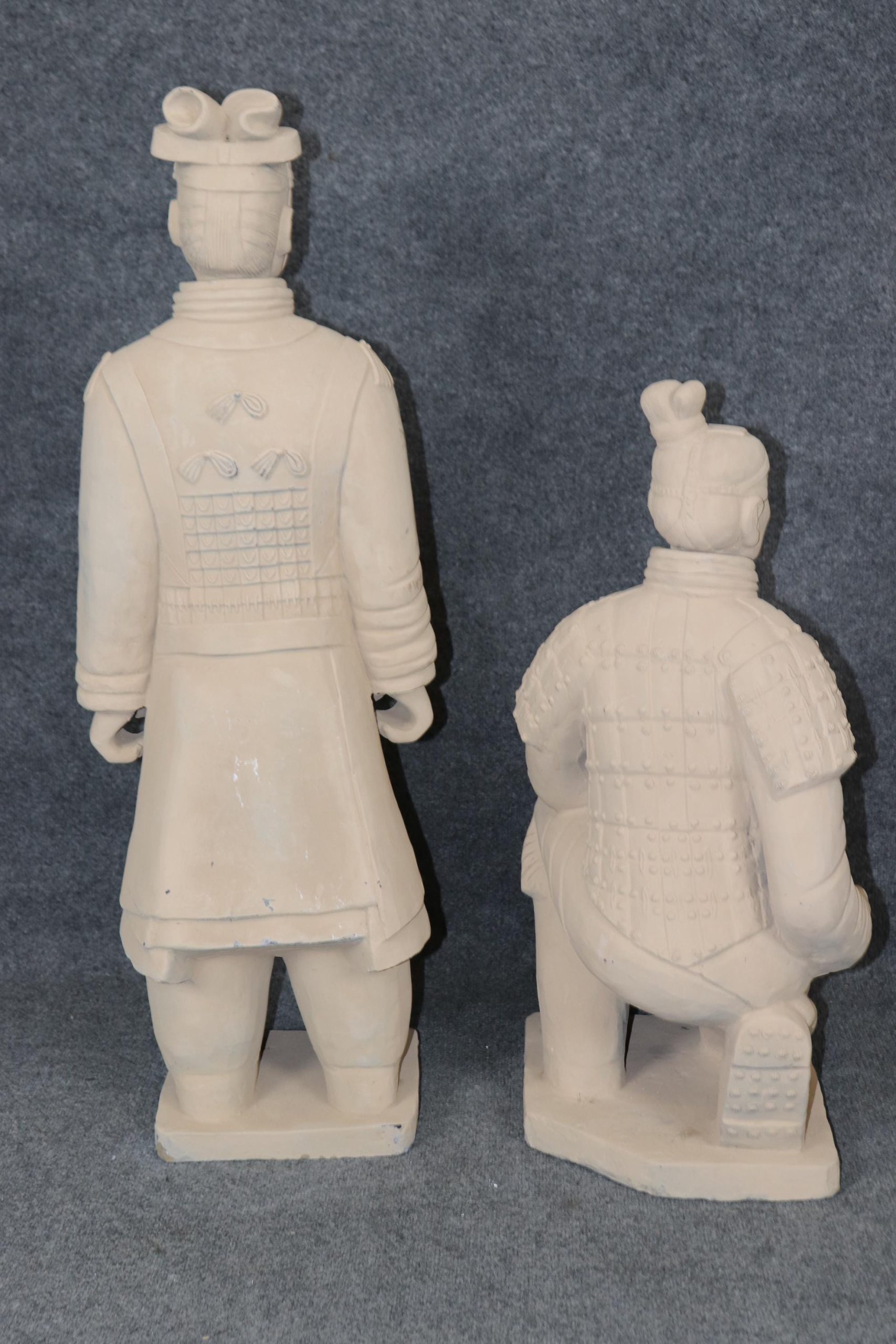 Pair of Terra Cotta Chinese Soldier Sculptures circa 1950s, Statues - Image 4
