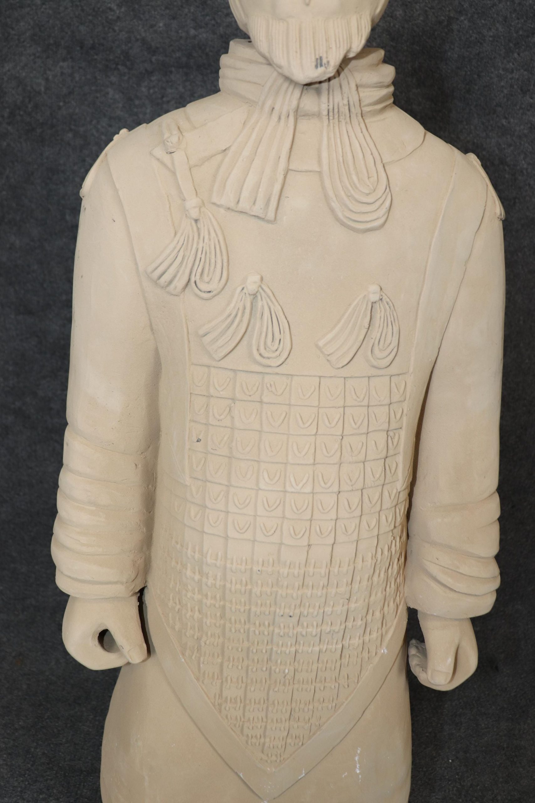 Pair of Terra Cotta Chinese Soldier Sculptures circa 1950s, Statues - Image 9