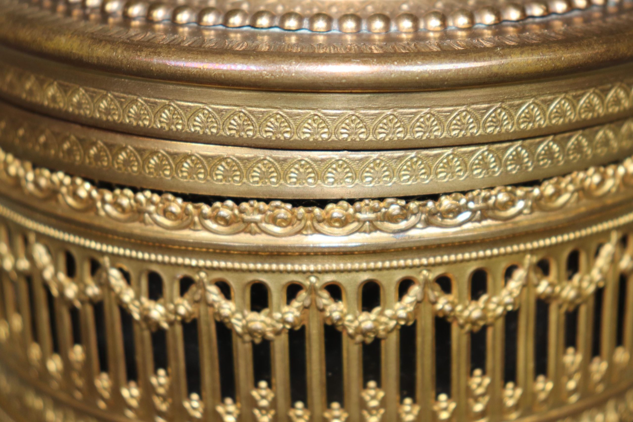 Antique French Crystal Jewelry Casket: Bronze Ormolu Enameled Box - Image 8