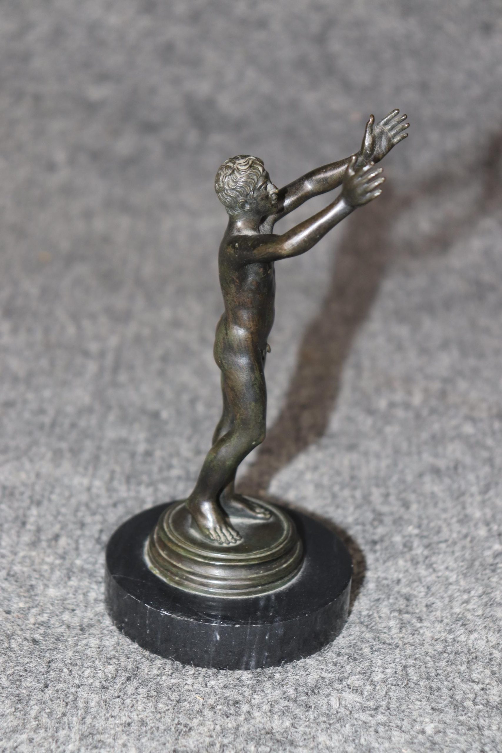 Vintage Italian Grand Tour Bronze Figural Statue on Marble Base - Image 3