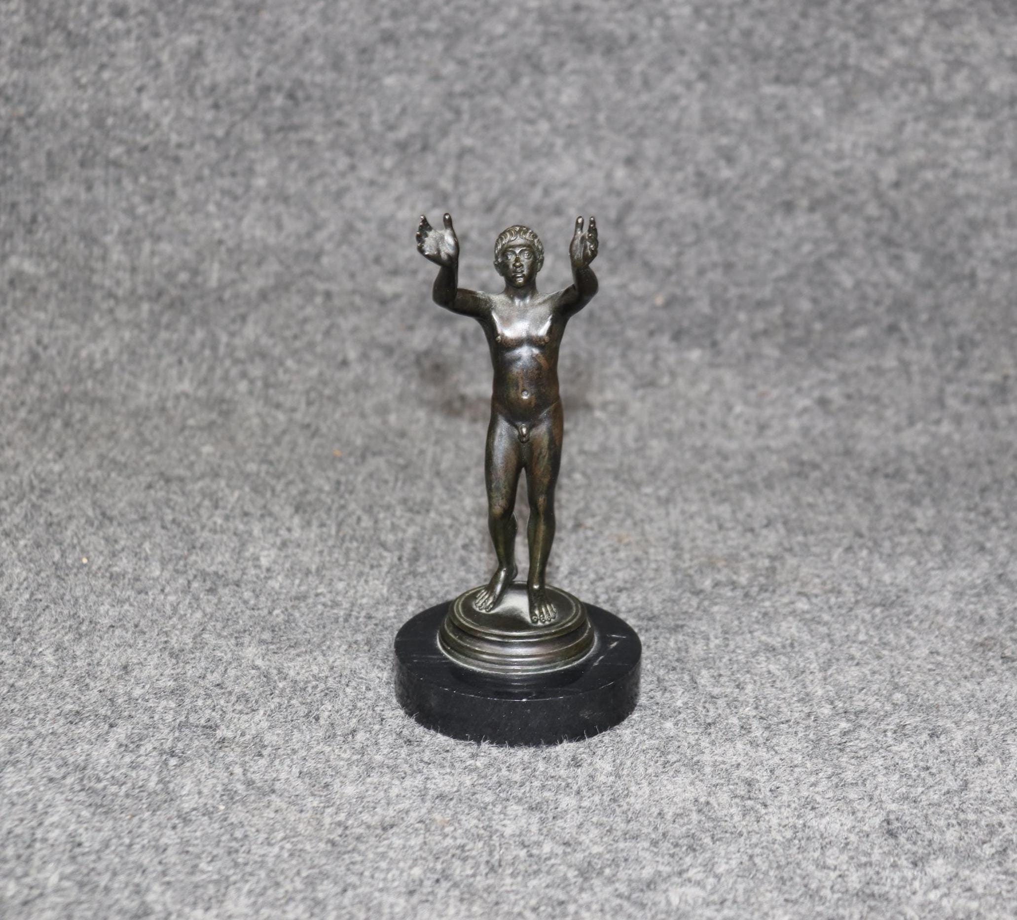 Vintage Italian Grand Tour Bronze Figural Statue on Marble Base
