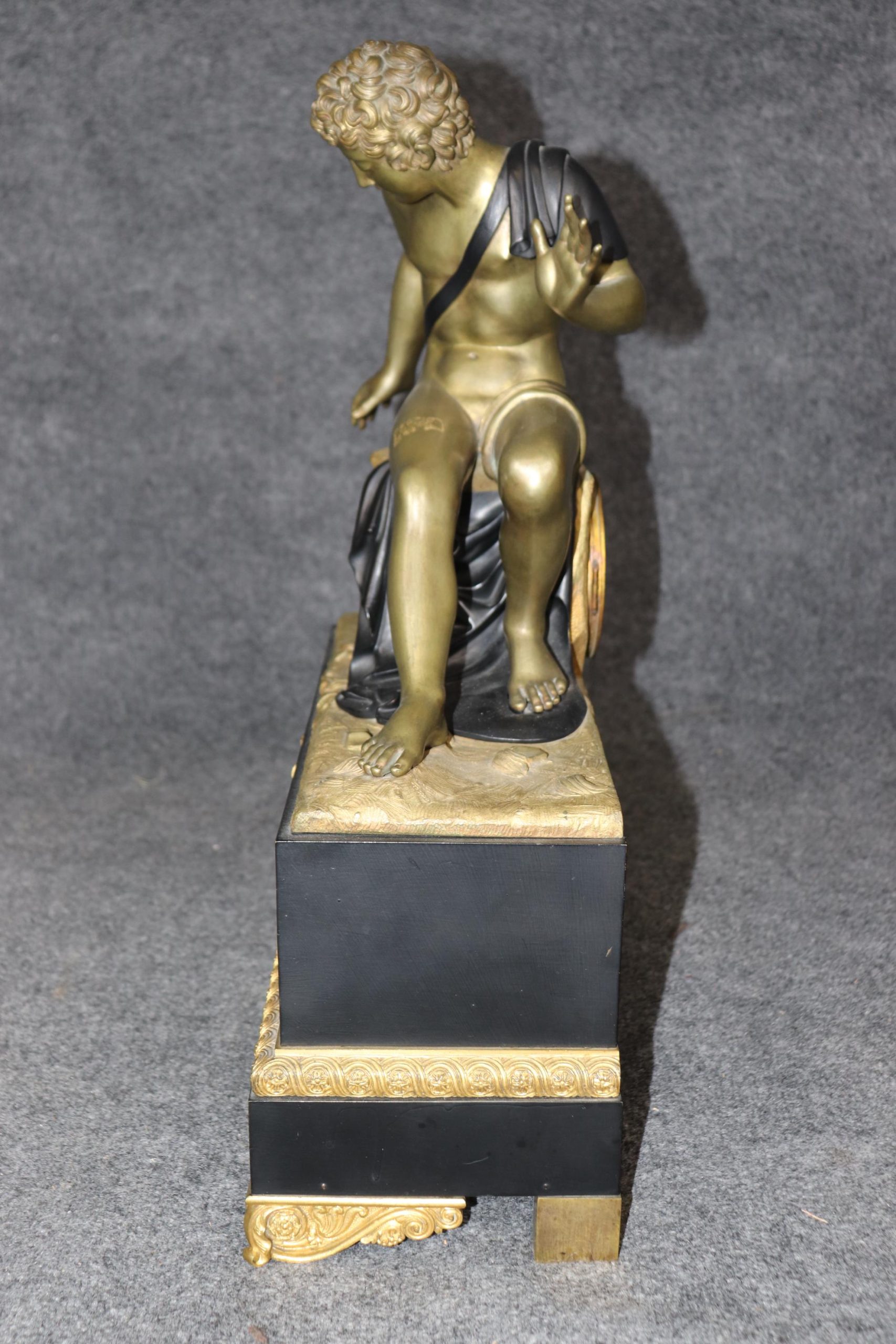 Antique French Empire Figural Mantle Clock: Ormolu Bronze, 19th Century - Image 3