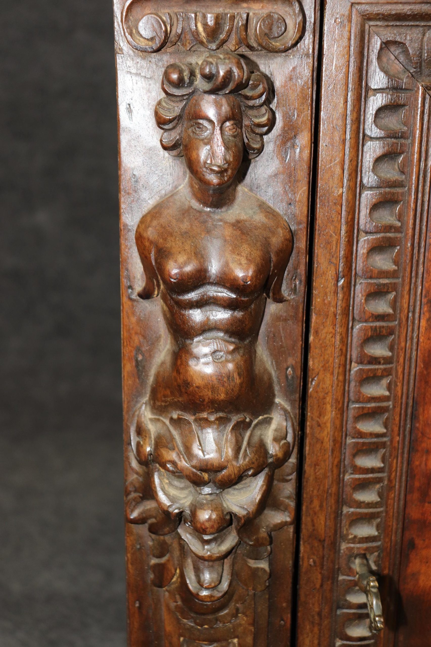 Antique Italian Carved Figural Cabinet: 18th Century Commode - Image 9