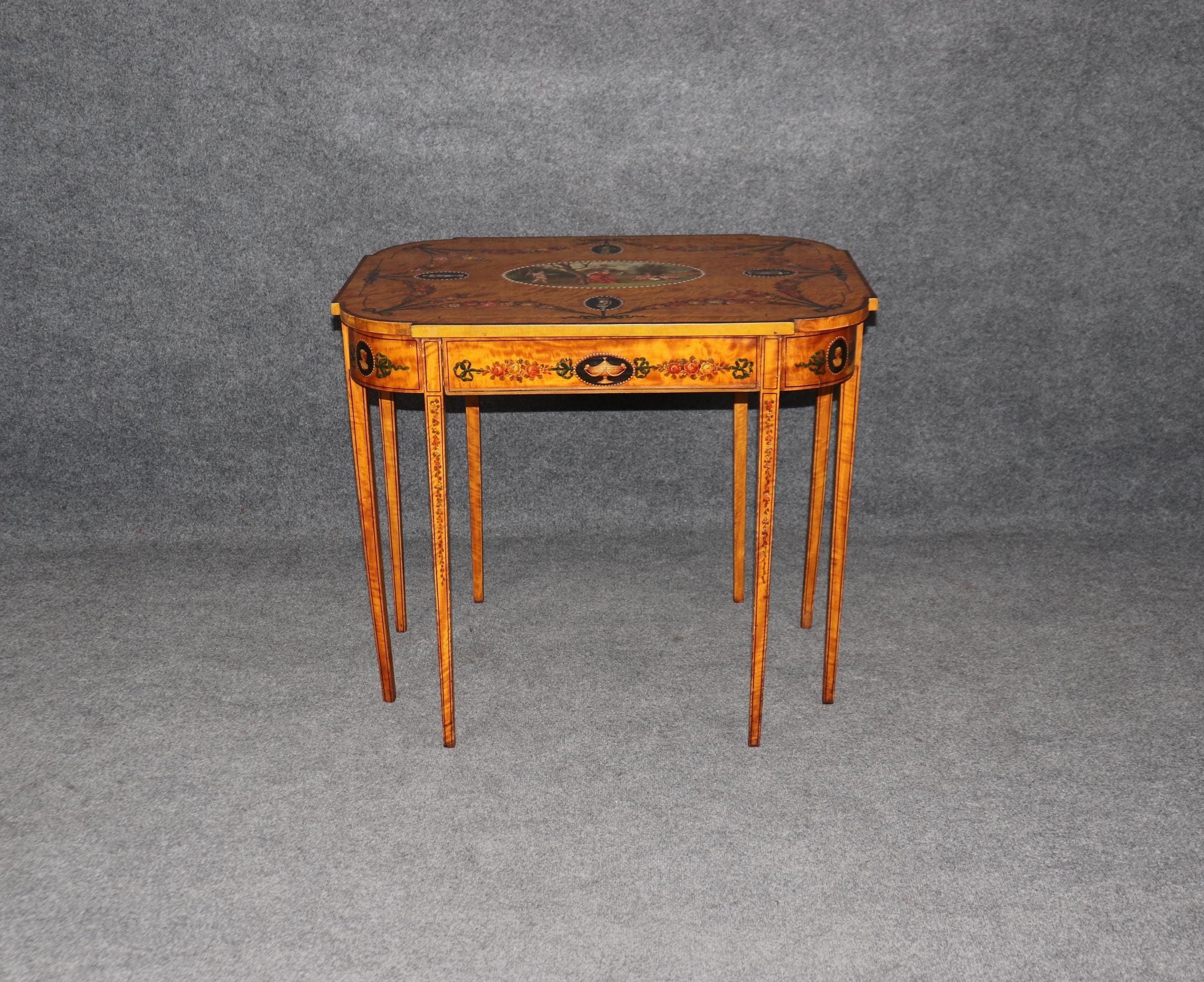 Antique 19th Century English Adams Style Painted Accent Table
