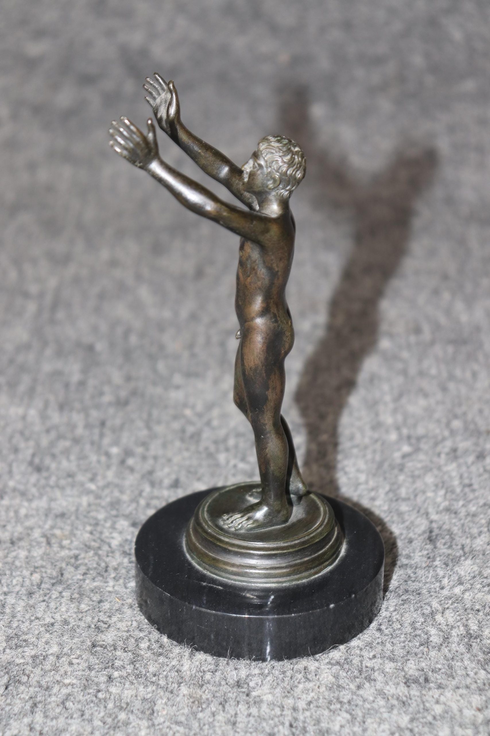 Vintage Italian Grand Tour Bronze Figural Statue on Marble Base - Image 4