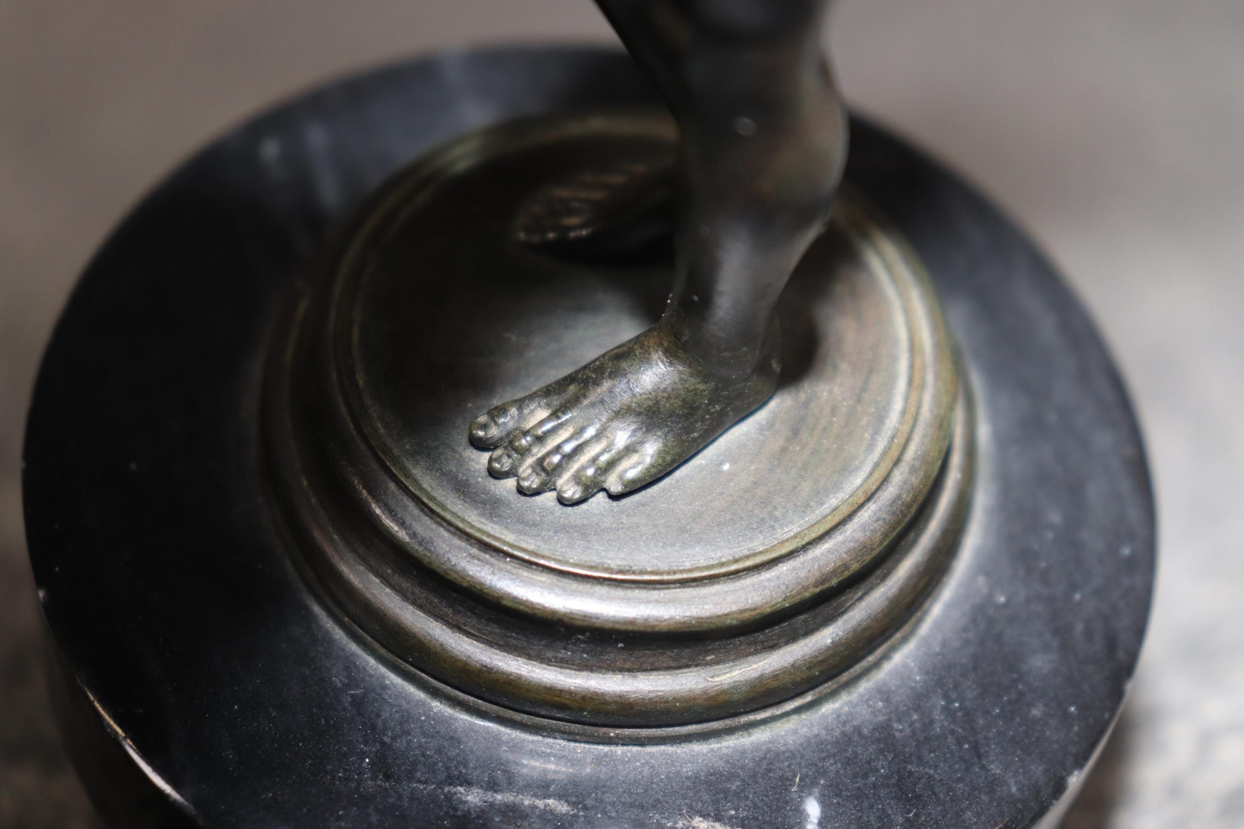 Vintage Italian Grand Tour Bronze Figural Statue on Marble Base - Image 9