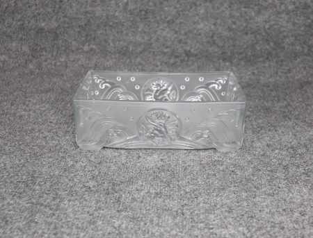 Vintage French Art Deco Cut Glass Centerpiece: Dragon Medallion Bowl