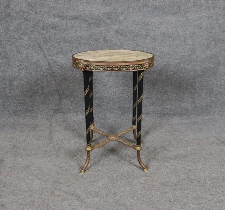 Louis XVI Style Marble Top Accent Table: Vintage French Neoclassical Design