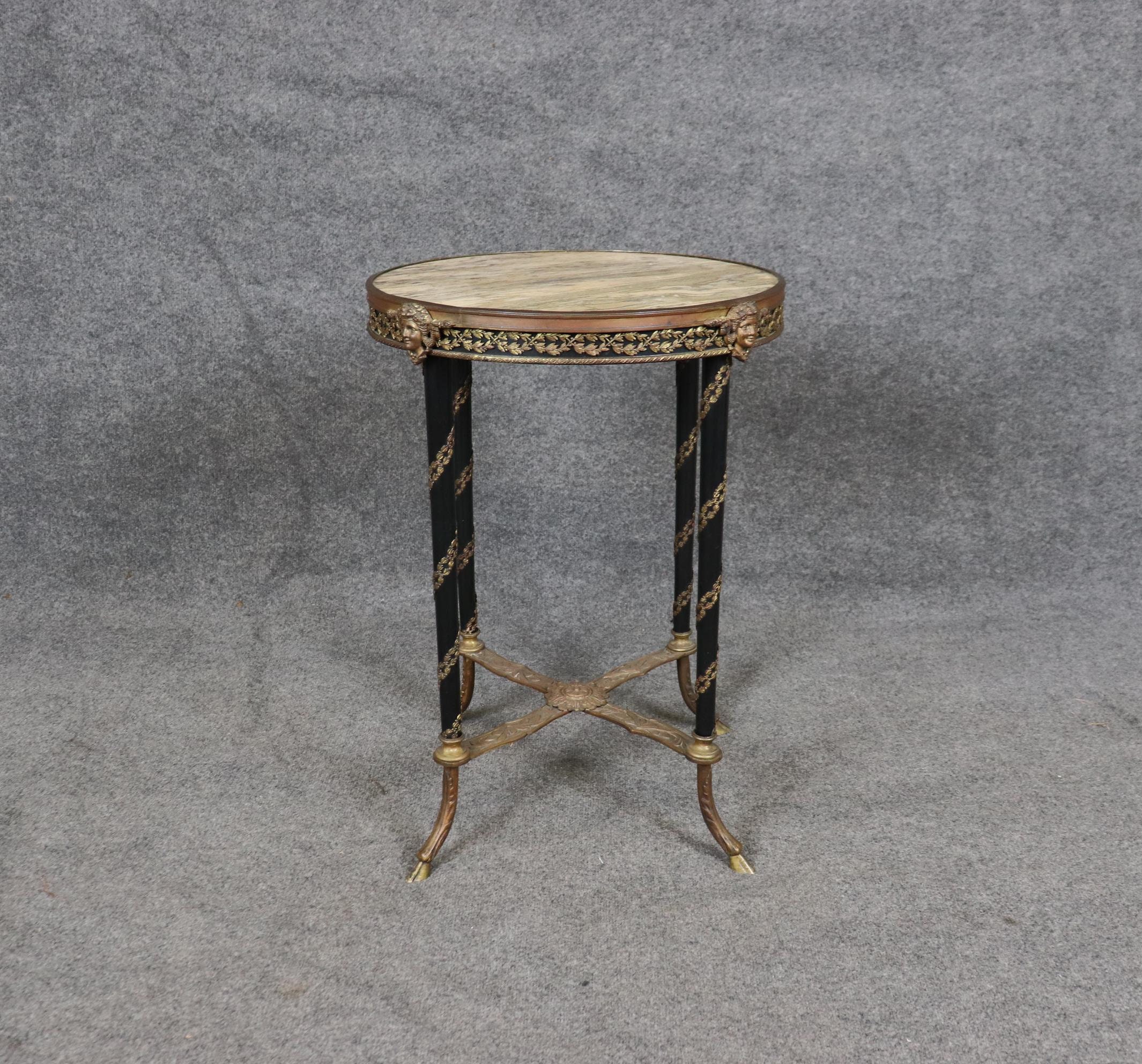 Louis XVI Style Marble Top Accent Table: Vintage French Neoclassical Design