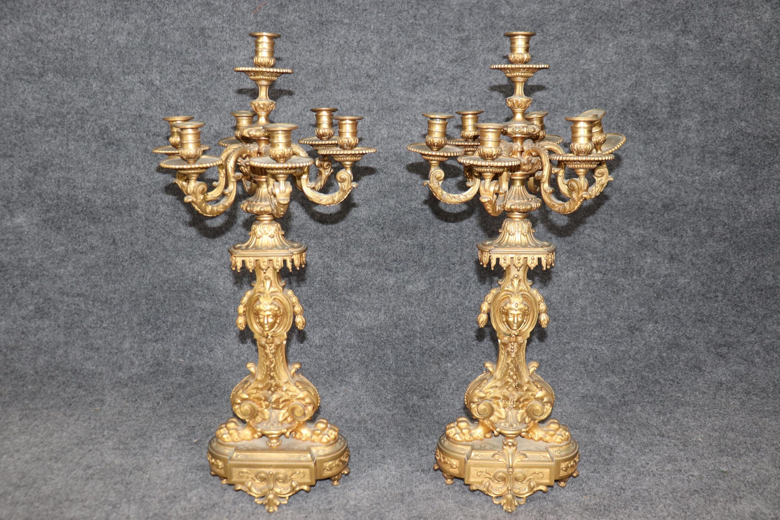 Antique 19th Century French Empire Style Bronze Ormolu Clock Set by Maison Marquis, Mantle Clock - Image 5