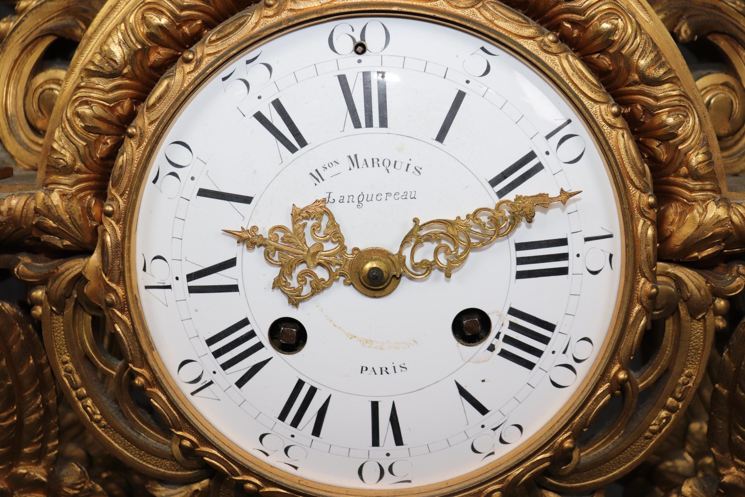 Antique 19th Century French Empire Style Bronze Ormolu Clock Set by Maison Marquis, Mantle Clock - Image 7