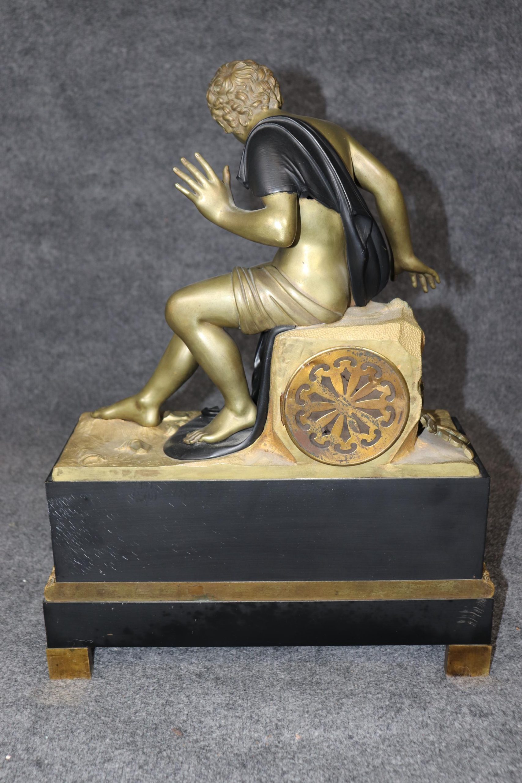 Antique French Empire Figural Mantle Clock: Ormolu Bronze, 19th Century - Image 4