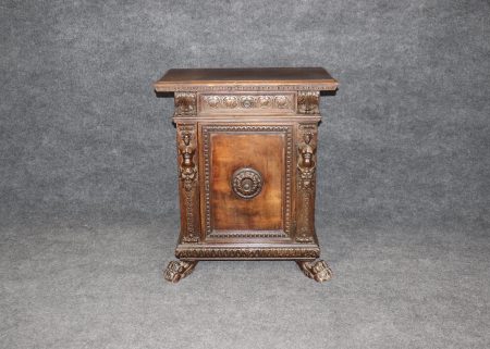 Antique Italian Carved Figural Cabinet: 18th Century Commode