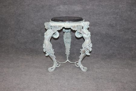 Vintage Victorian Figural Marble Top Pedestal Accent Table