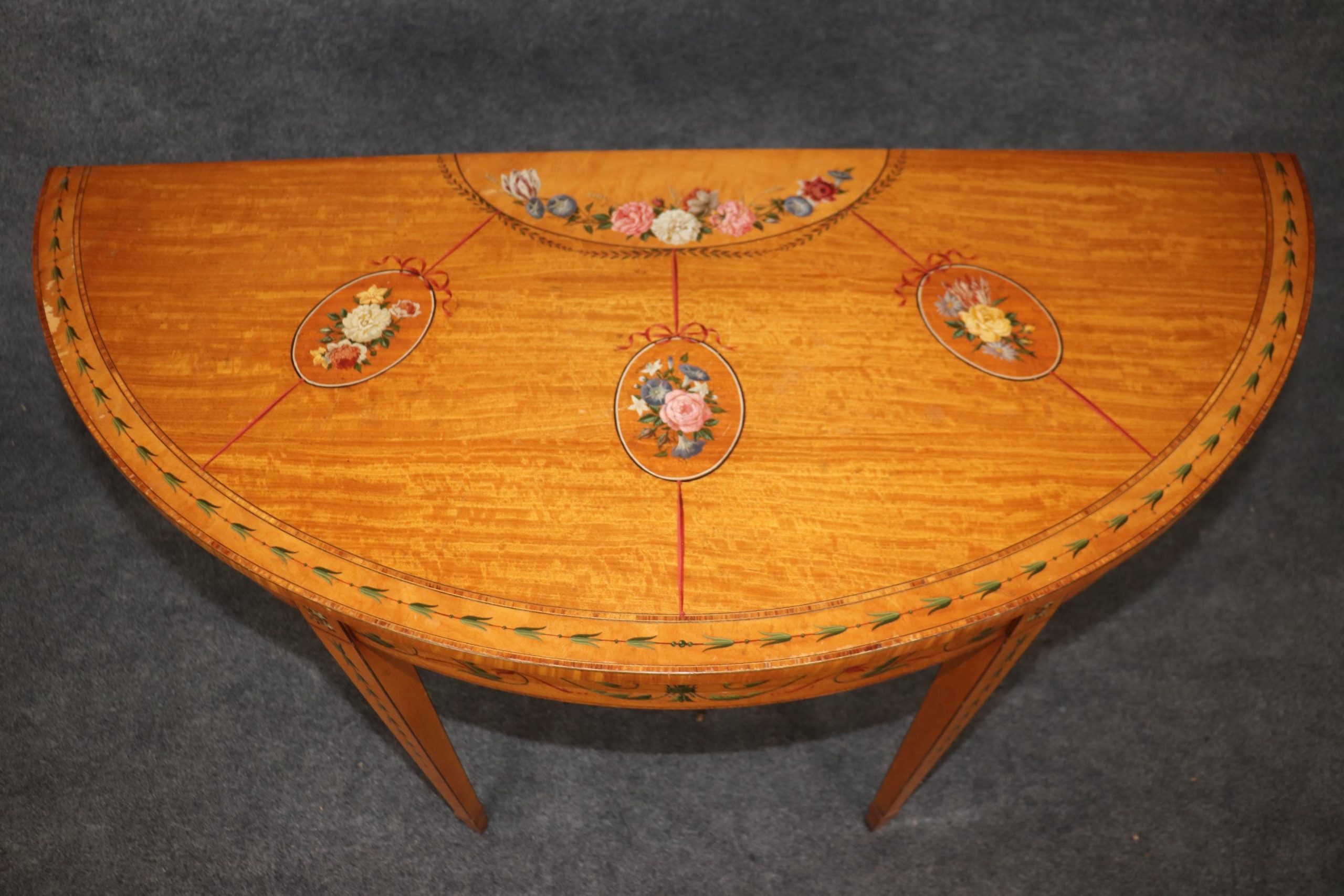 Vintage Adams Style Demilune Console Table: Hand-Painted Accent Table - Image 5