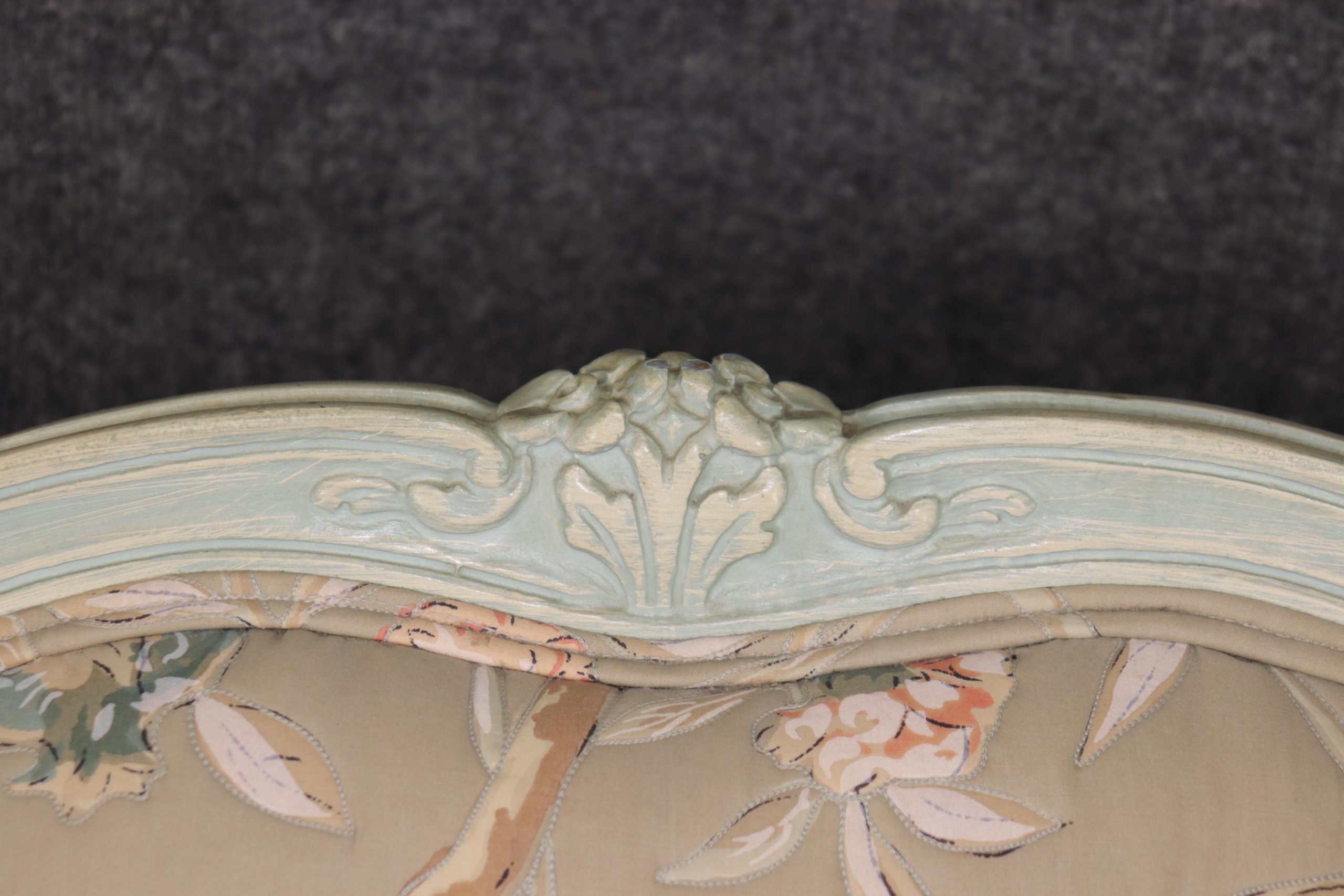 Vintage Louis XV Style Wingback Chairs: Floral Bergere Armchairs, Pair - Image 8