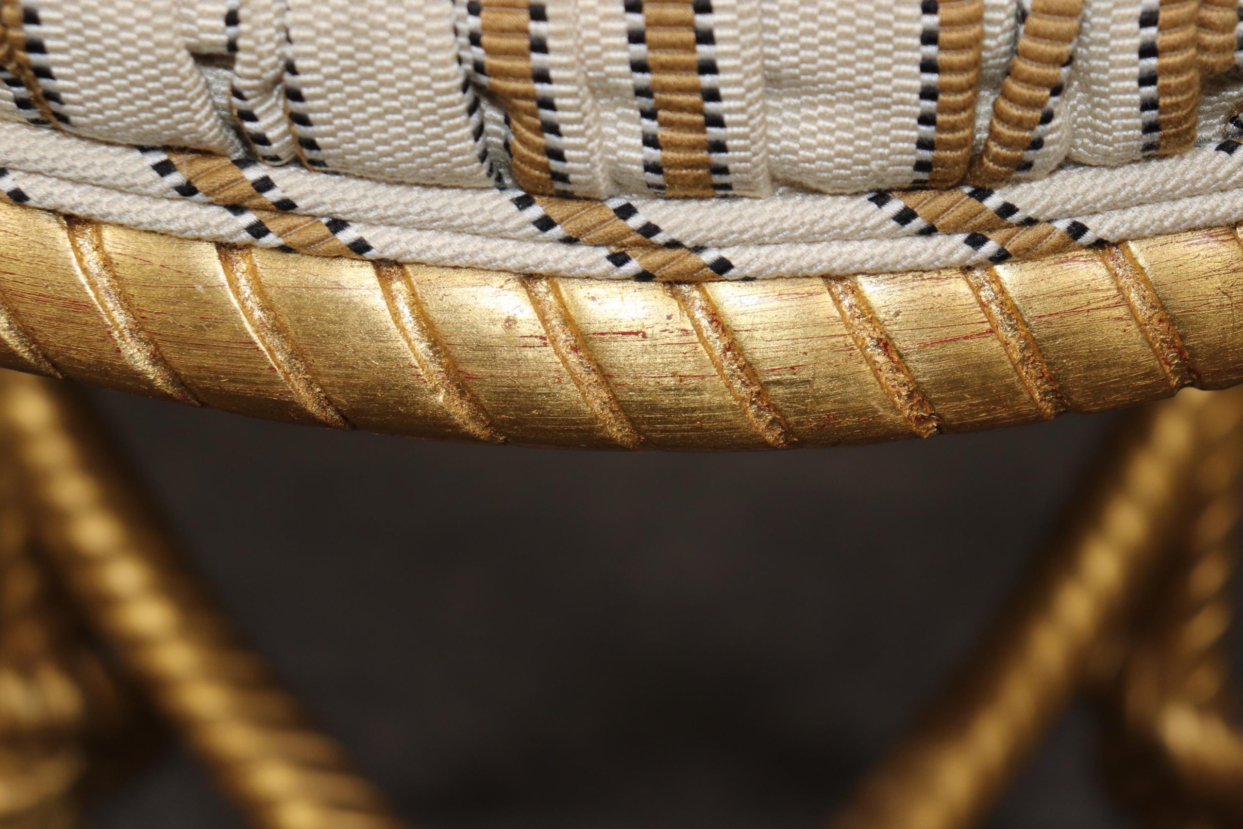Mid Century Italian Gold Gilt Rope Twist Ottoman Bench - Image 6