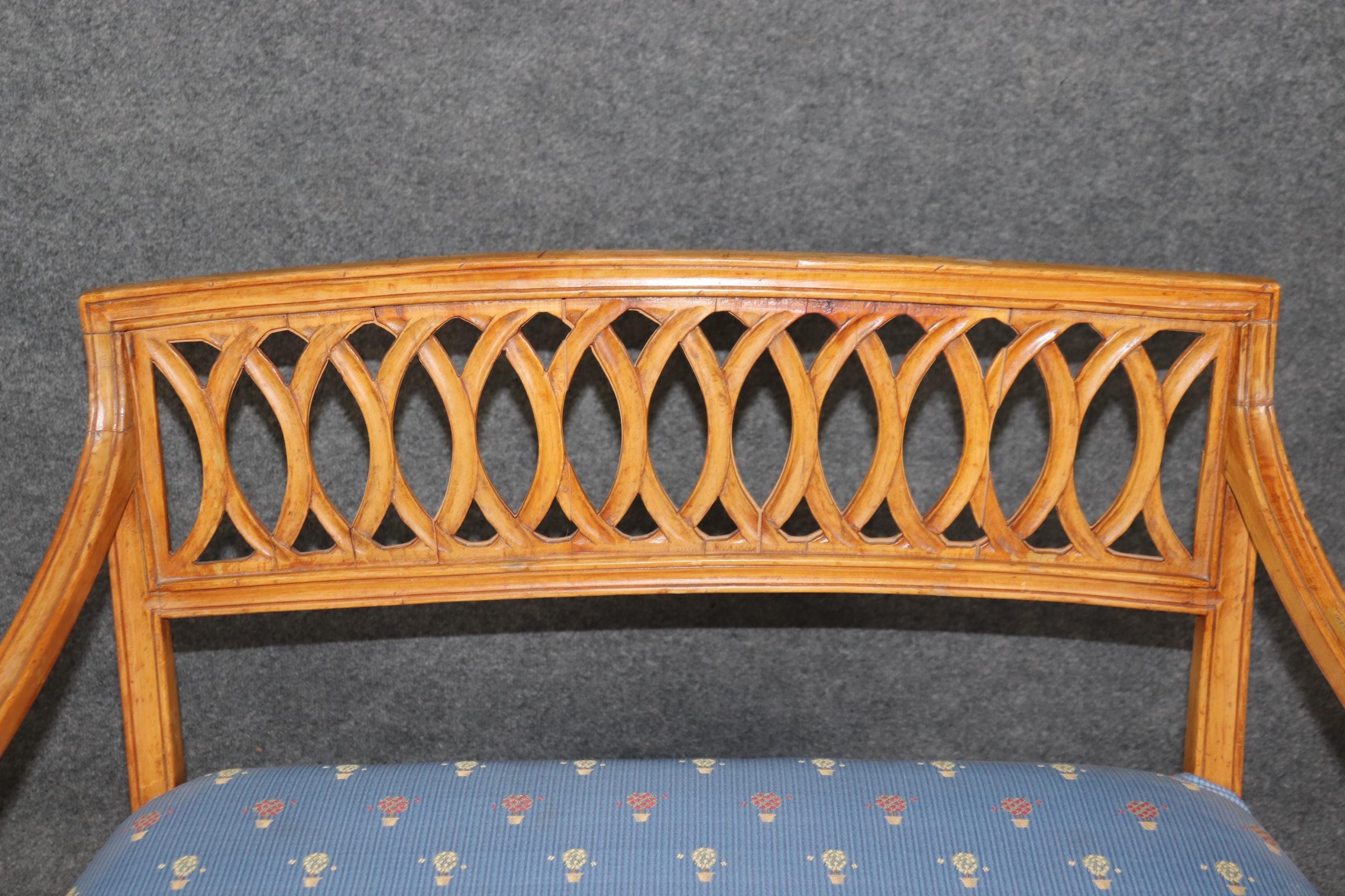 Antique Continental Walnut Settee: Blue Floral Upholstery Loveseat - Image 5