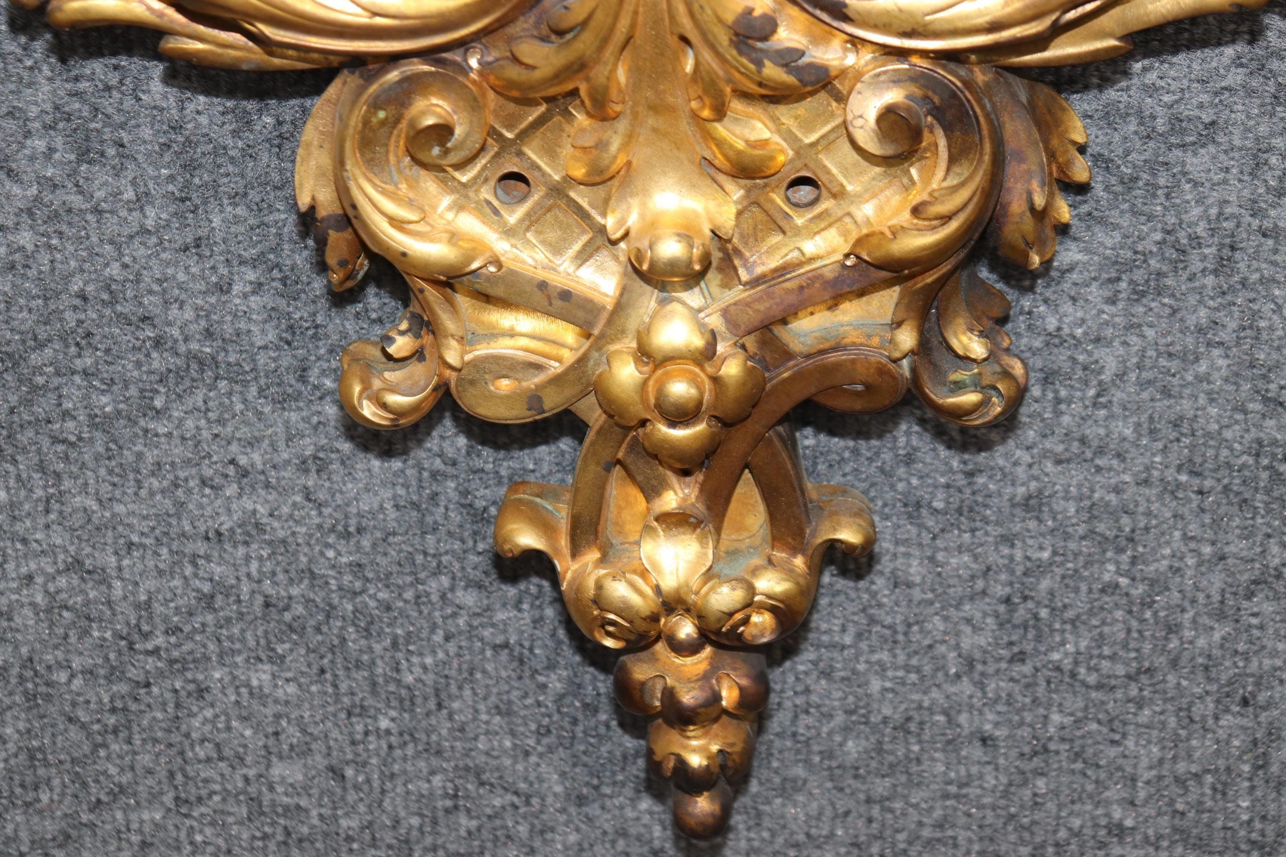 Antique French Louis XV Style Bronze Ormolu Wall Mirror - Image 5