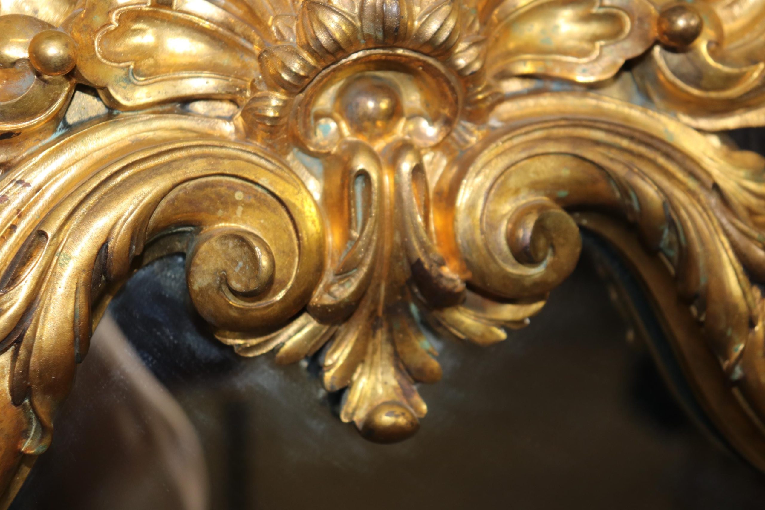 Antique French Louis XV Style Bronze Ormolu Wall Mirror - Image 7