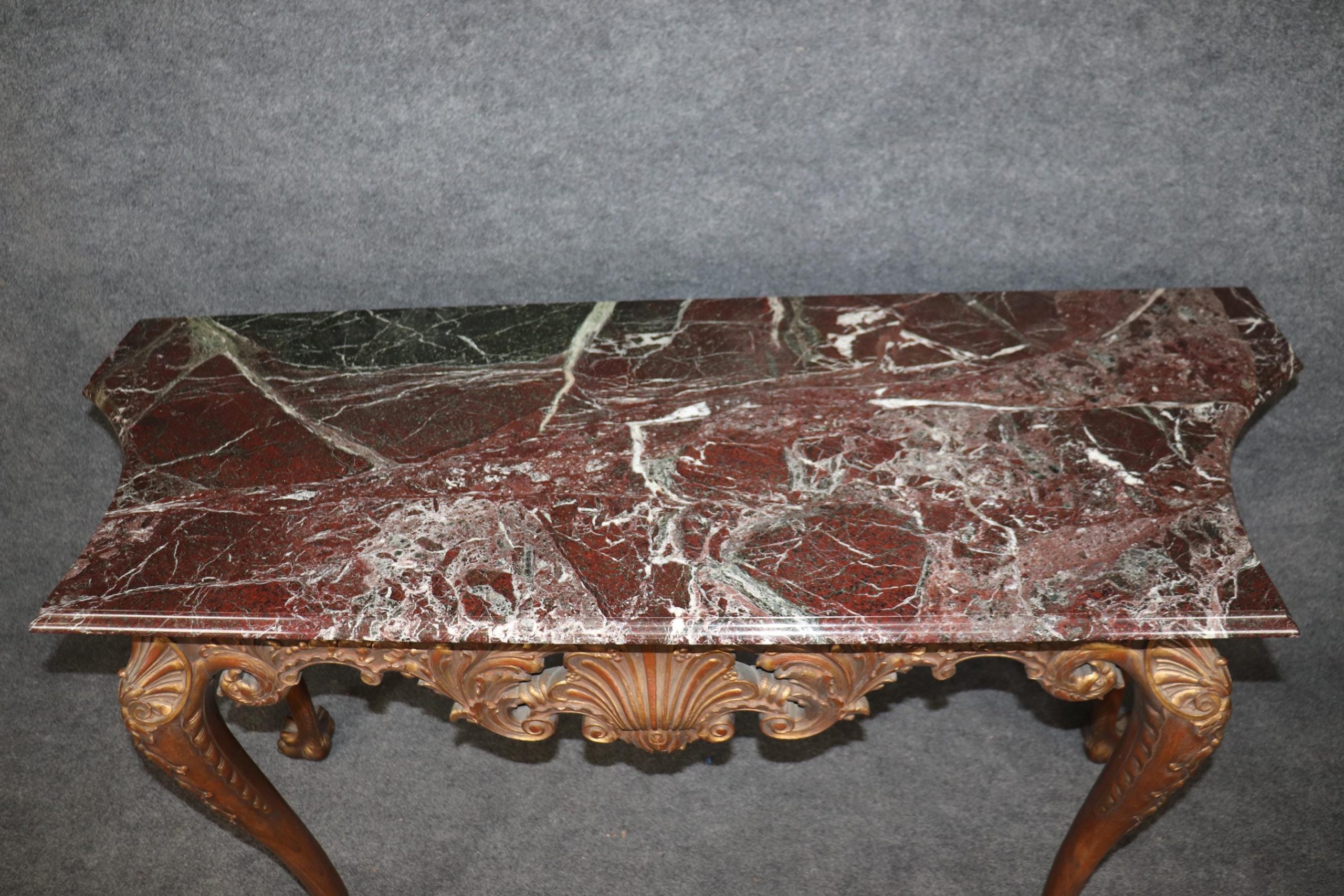 Vintage Carved Georgian Style Marble Top Console Tables - Pair - Image 5
